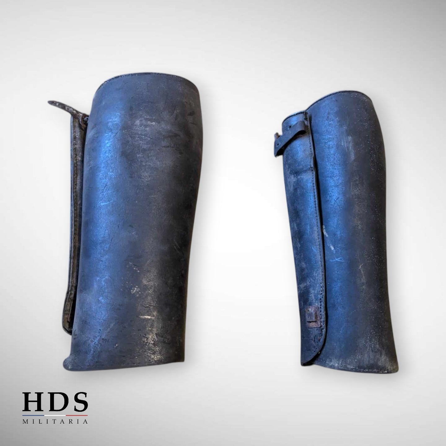 WW1 French black leather gaiters