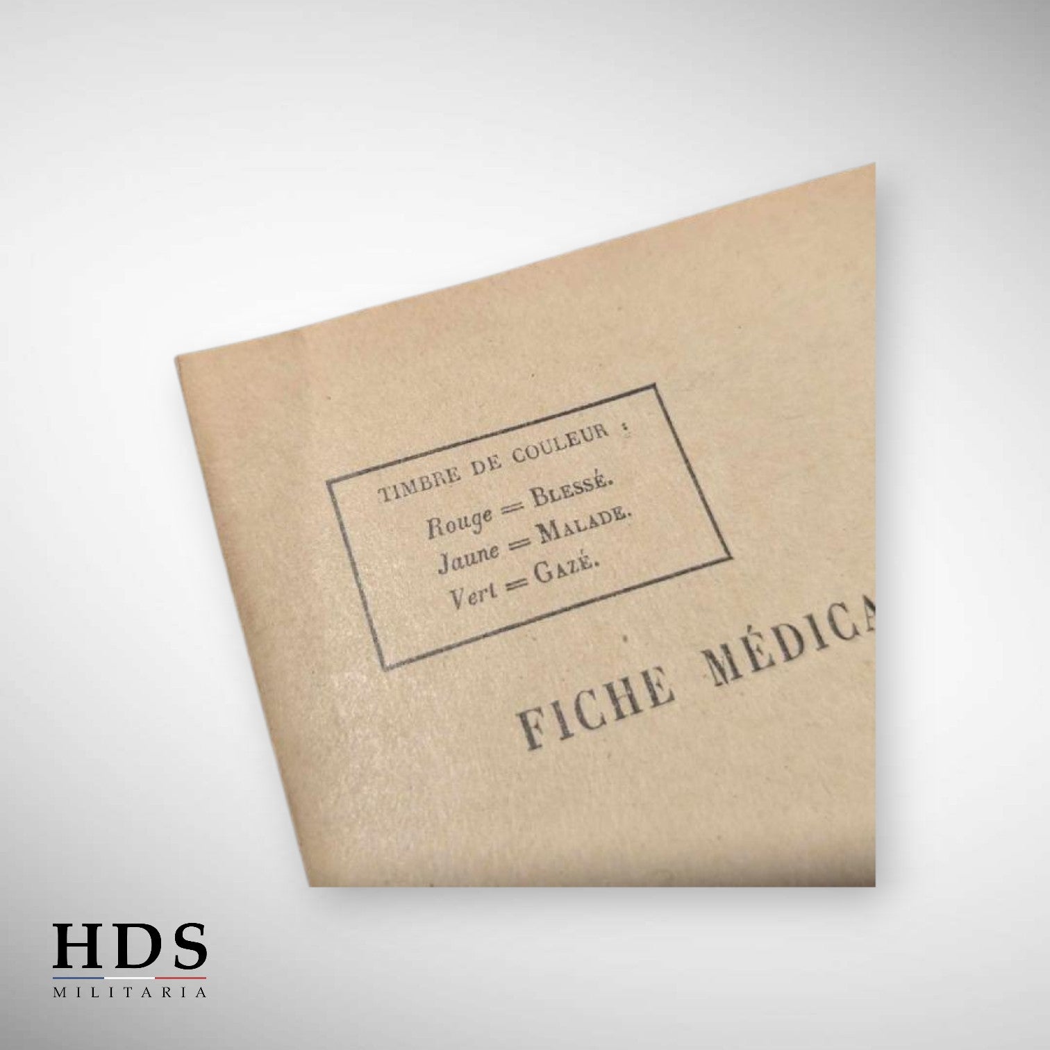 Fiche médicale d'hospitalisation France 40 ww2