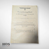Document allemand ww2 feuille d'ordonnance