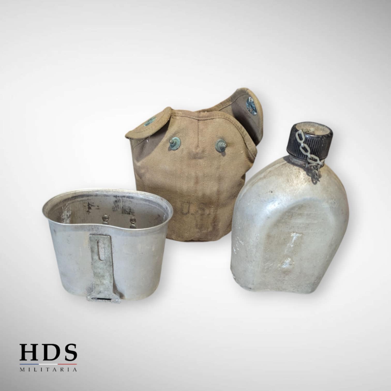 Gourde US ww2 complète housse od3 1943 Vosges