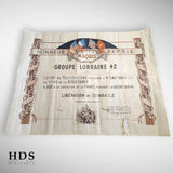 Diplôme FFI groupe Lorraine 42 Libération Dombasle ww2