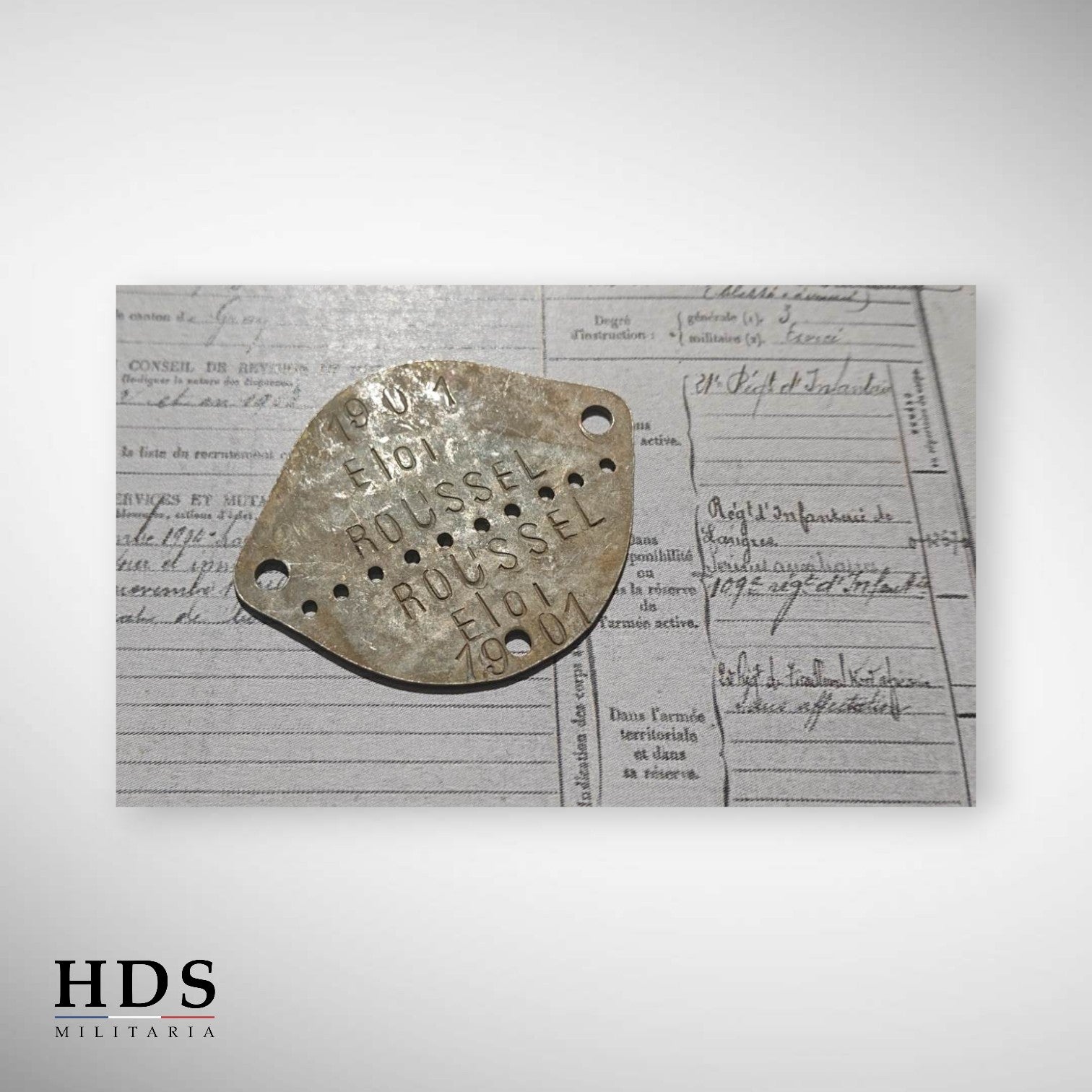 Plaque d'identité ww1 21 RI blessure
