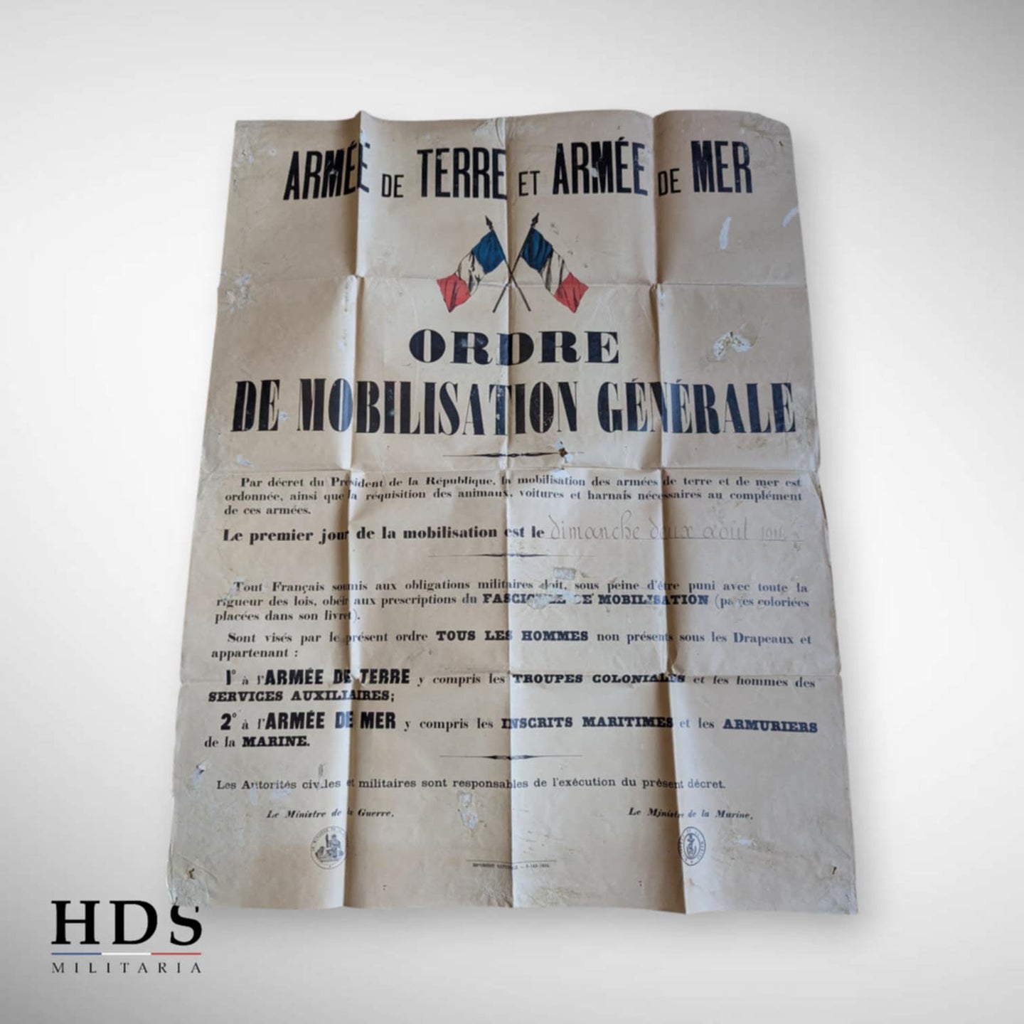 Affiche mobilisation générale 1914 ww1