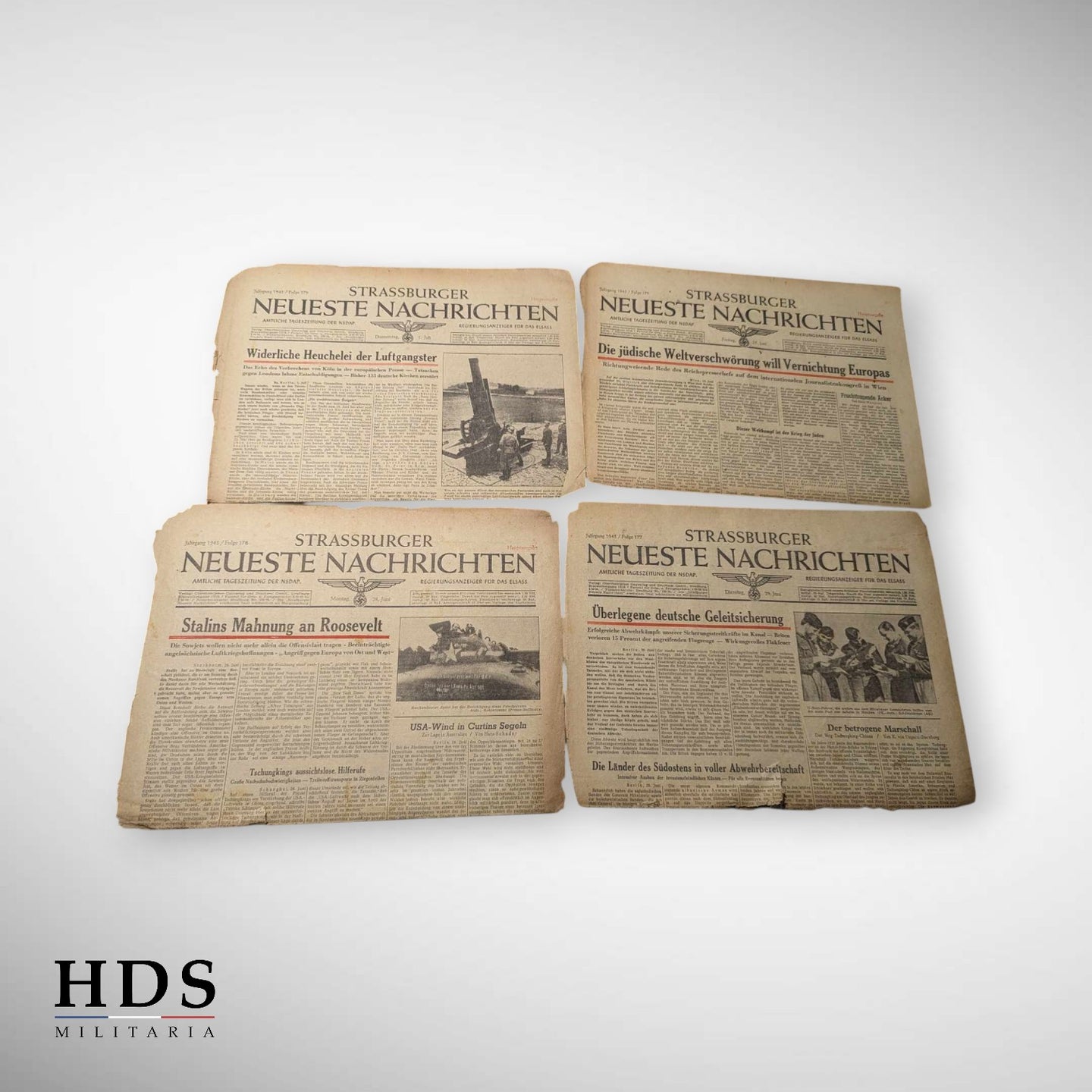 lot of 4 Alsatian newspapers 1943 ww2