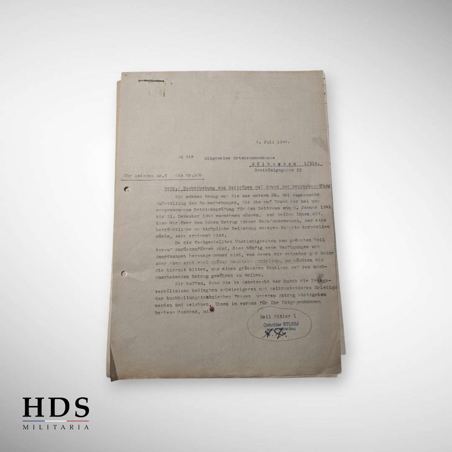Lot documents Alsace ww2 Mulhouse 1944