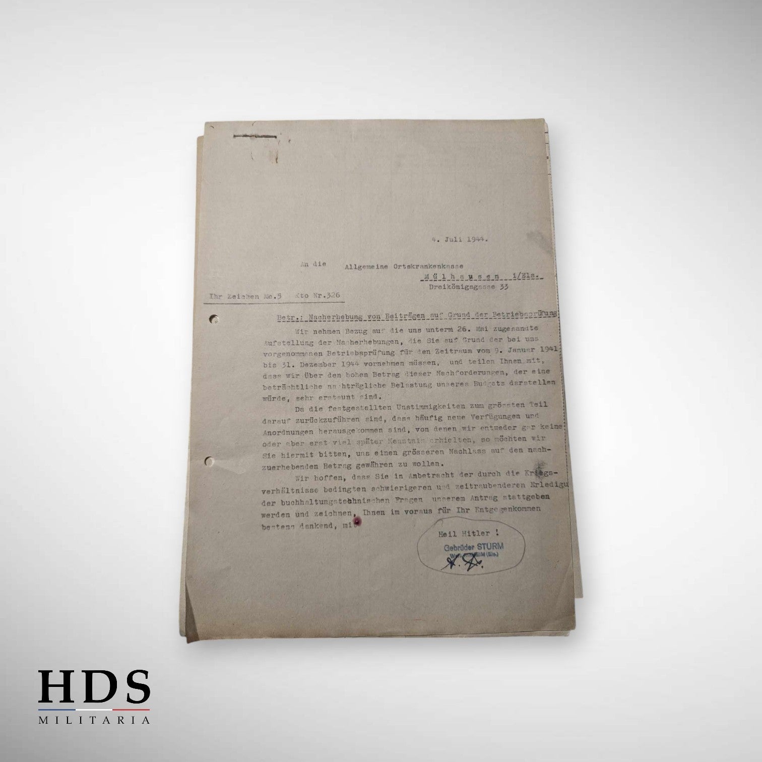 Lot documents Alsace ww2 Mulhouse 1944