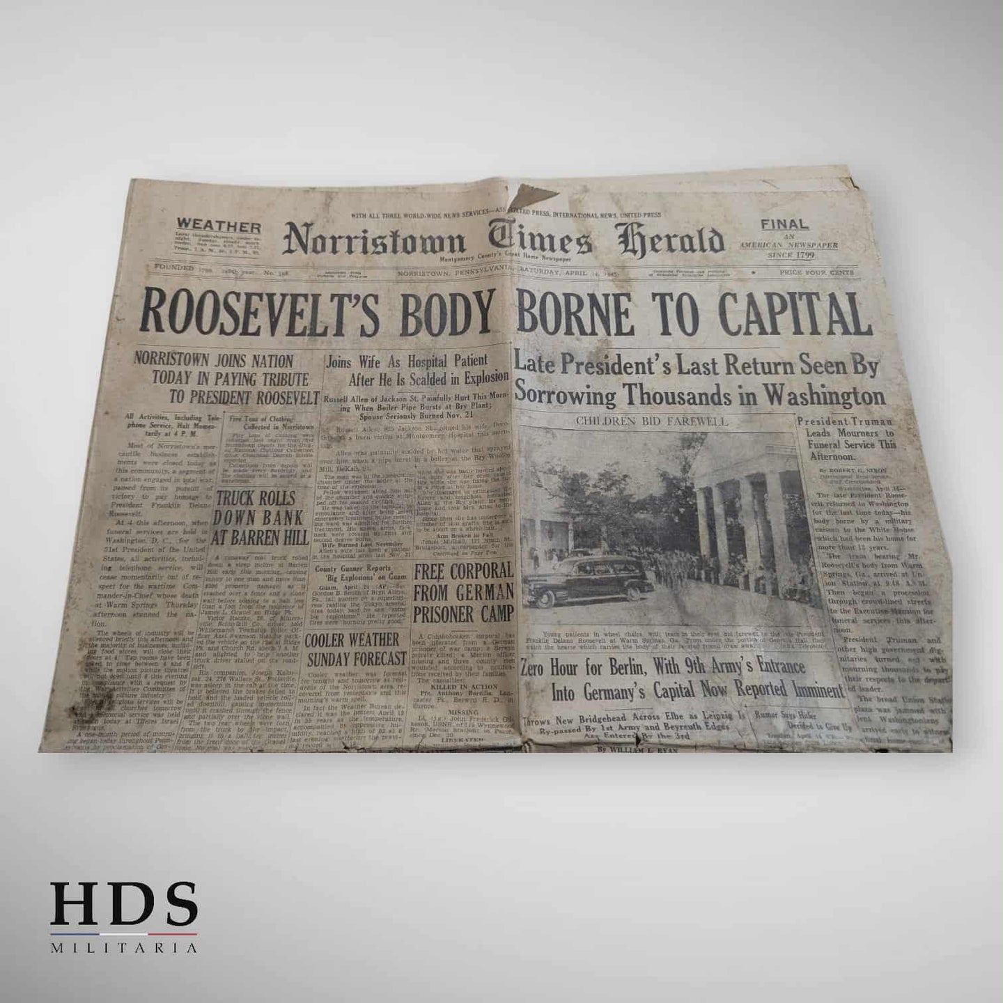Journal US ww2 mort de Roosevelt Avril 1945