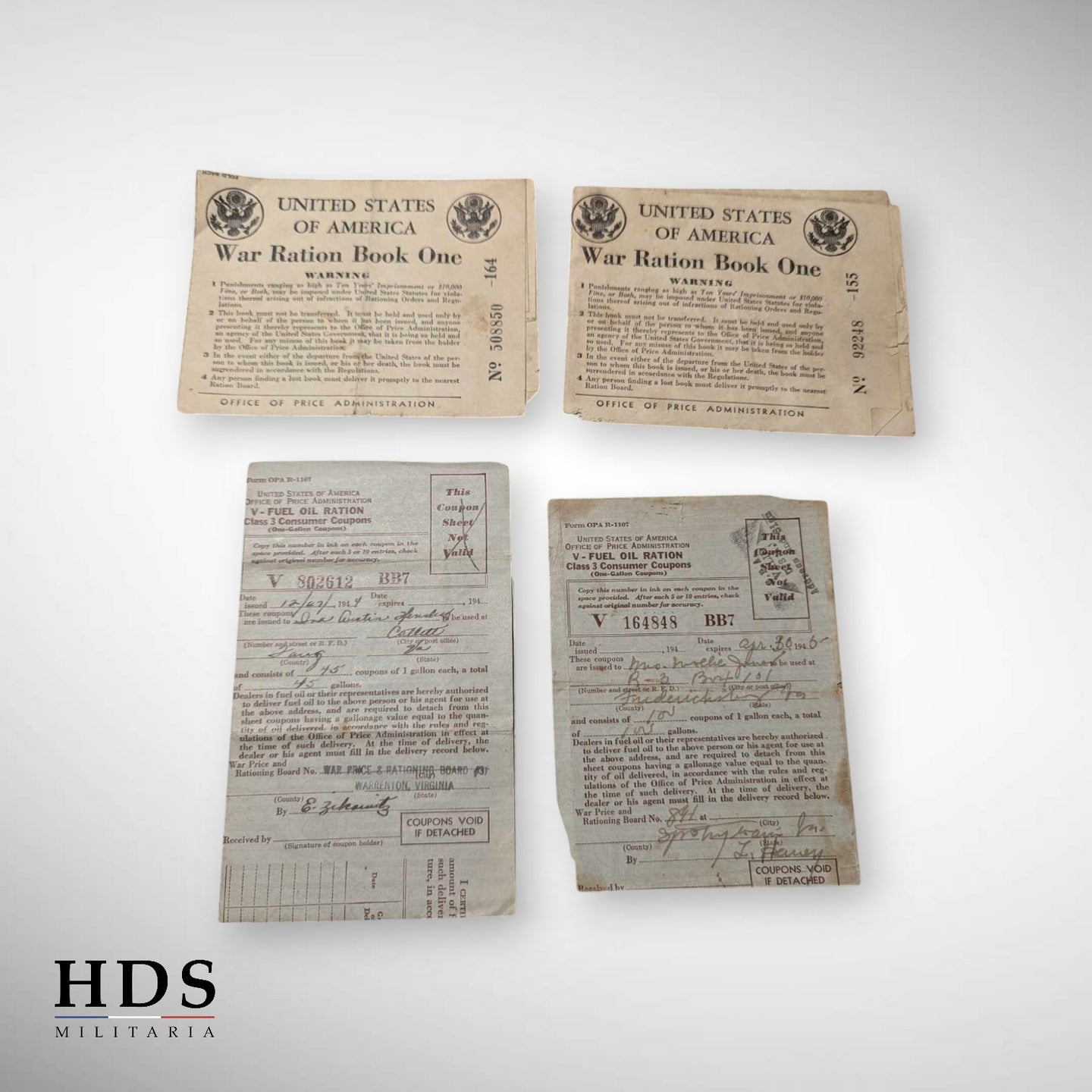 Cartes de rationnement US ww2