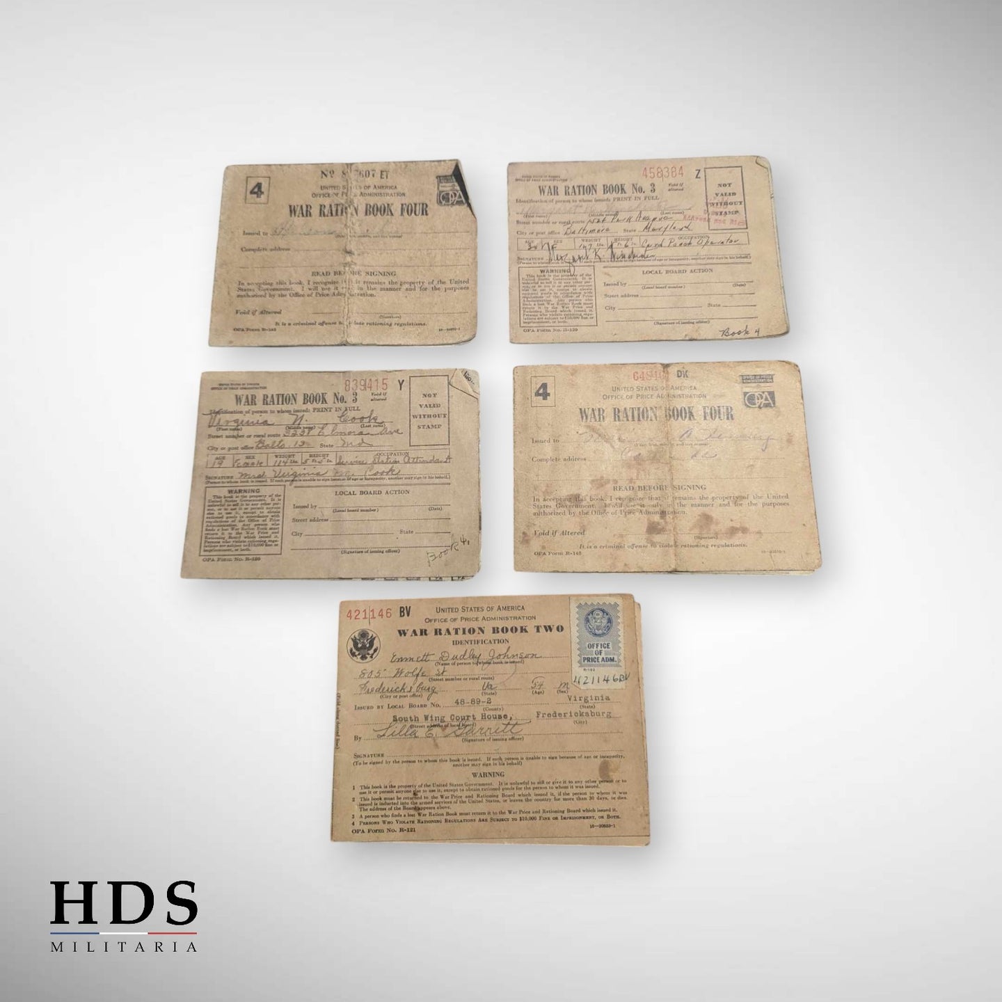 Carte de rationnement US ww2