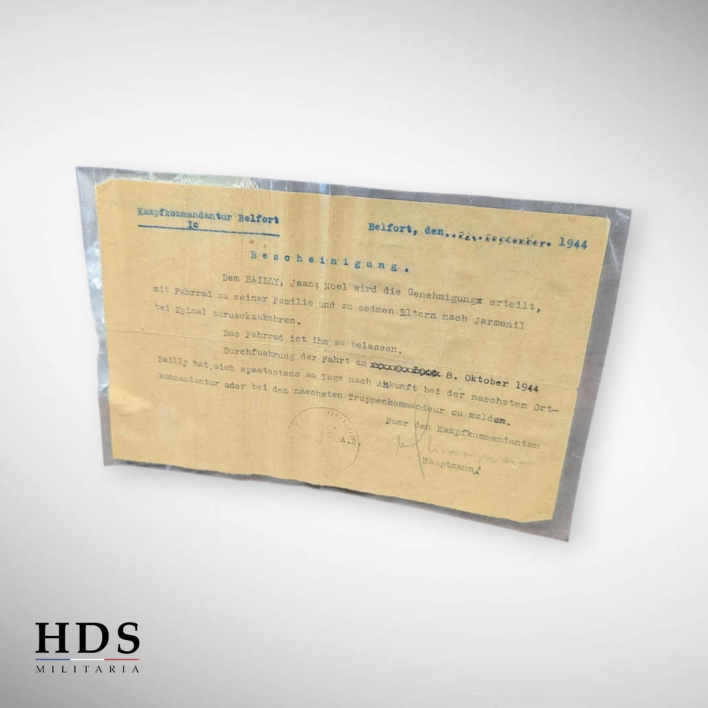 Ausweiss allemand ww2 Belfort - Vosges