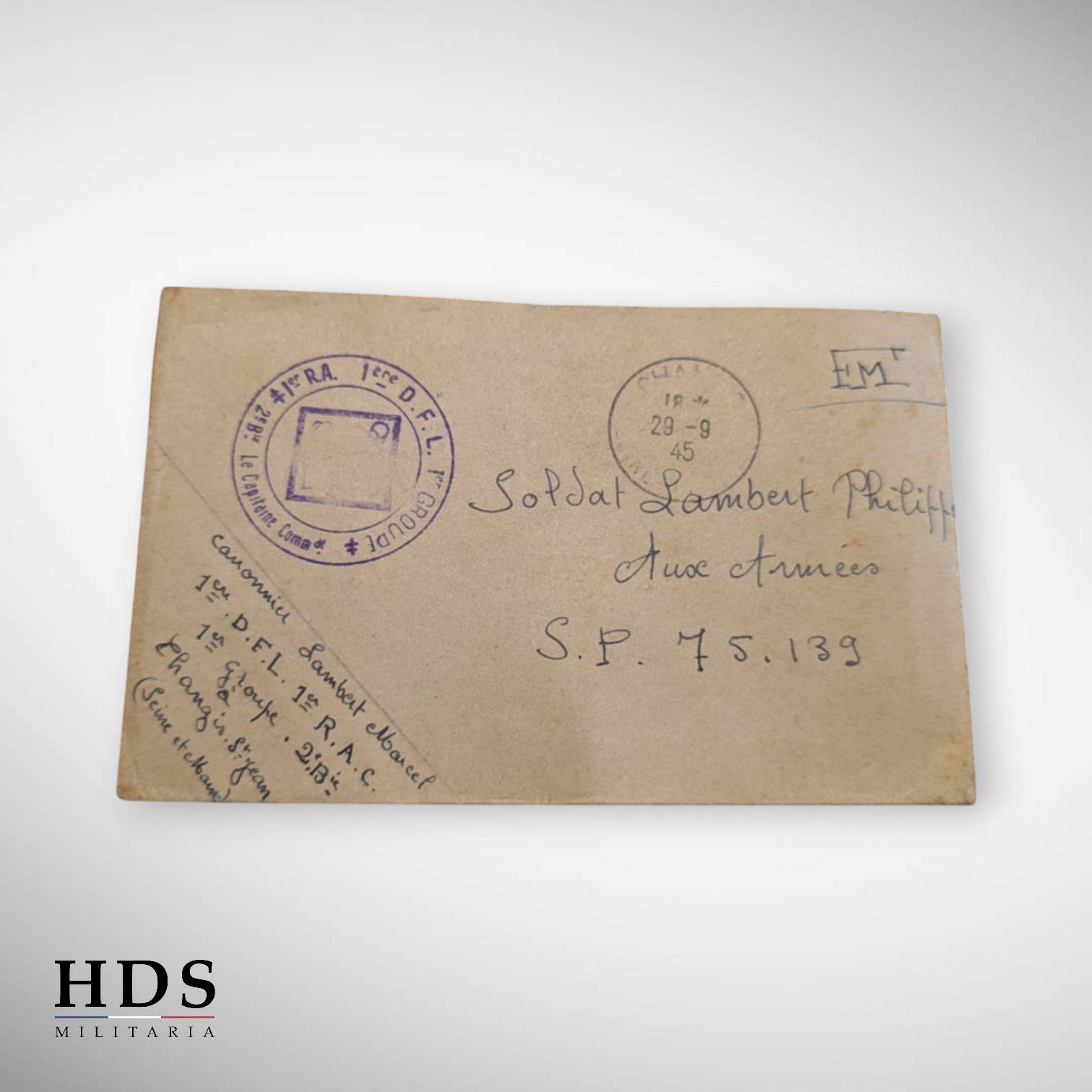 Enveloppe 1 DFL 1 RAC 1945 ww2