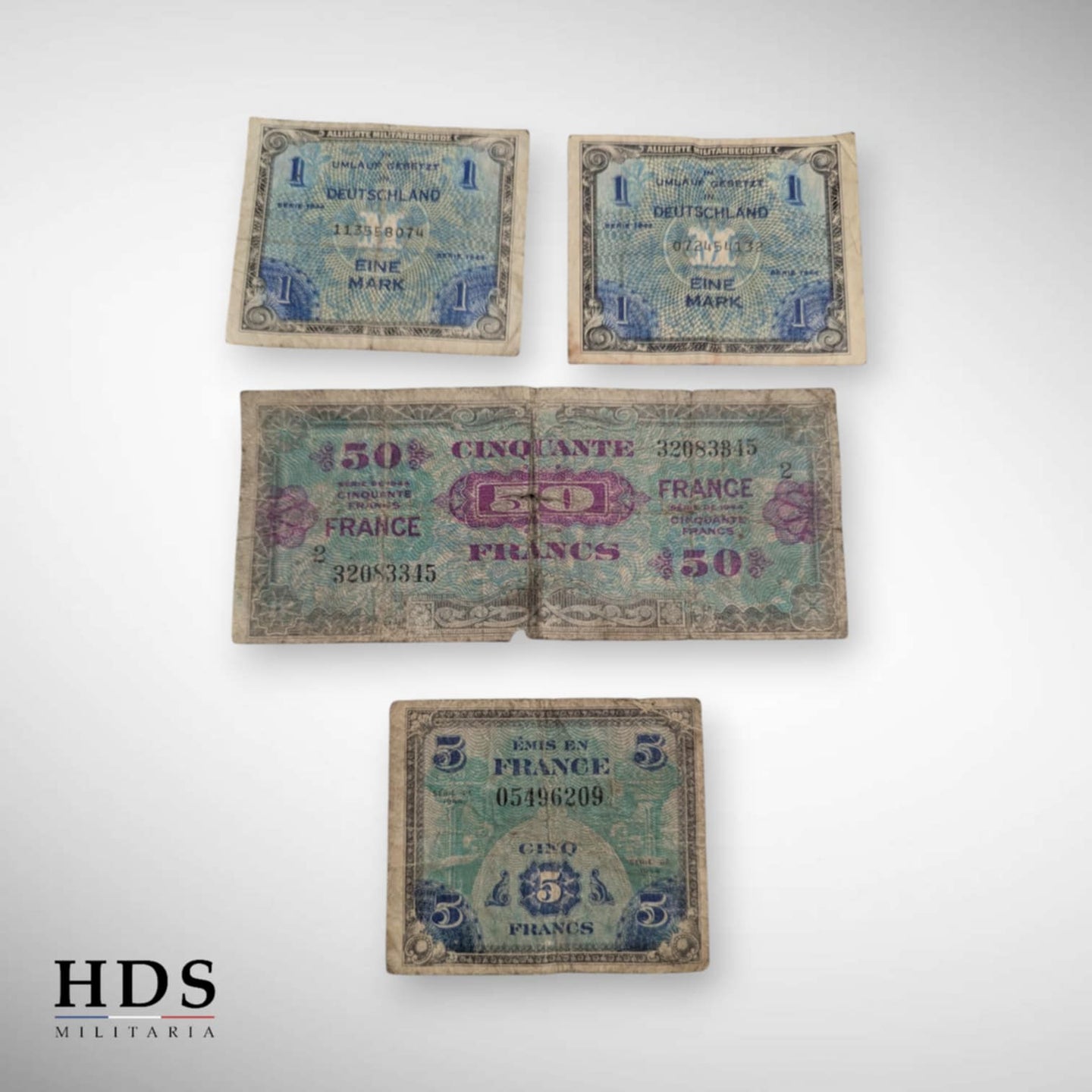 Lot de 4 billets d'invasion US ww2 1944