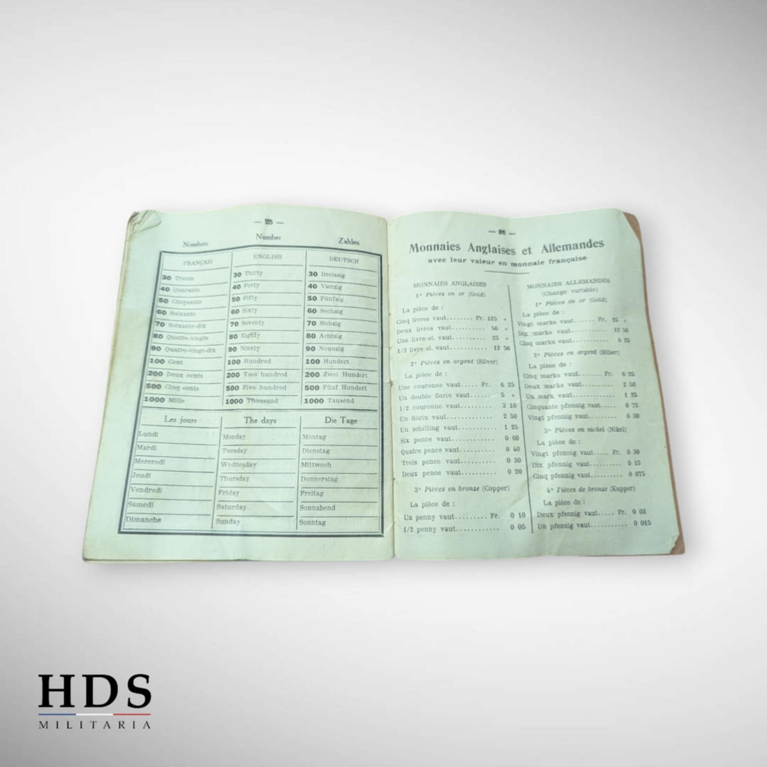 Dictionnaire Français Anglais Allemand du soldat en campagne ww1