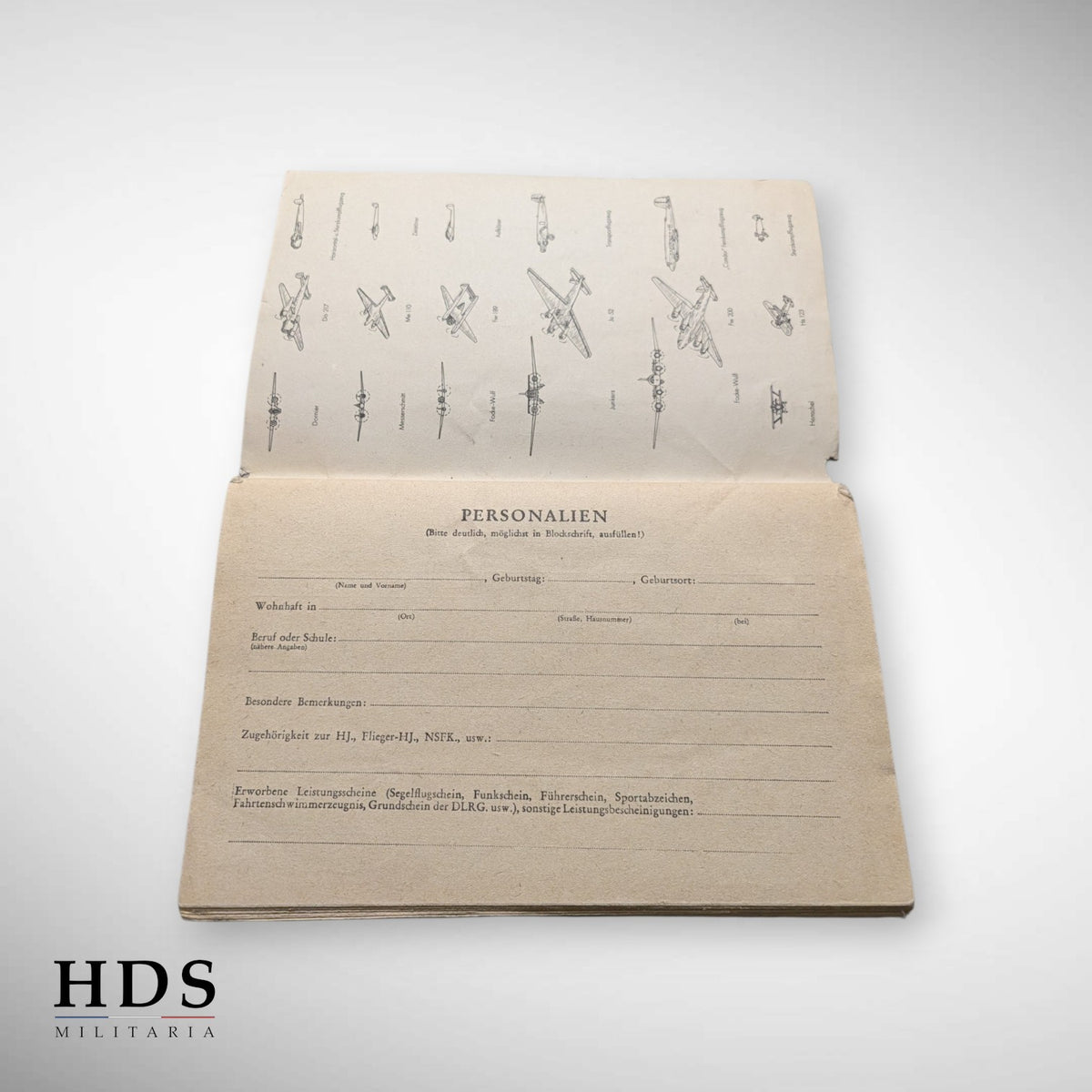Livret de recrutement LuftWaffe allemand ww2