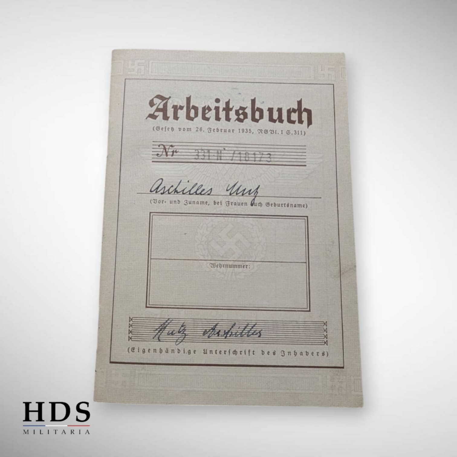Livret de travail allemand ww2 Arbeitsbuch