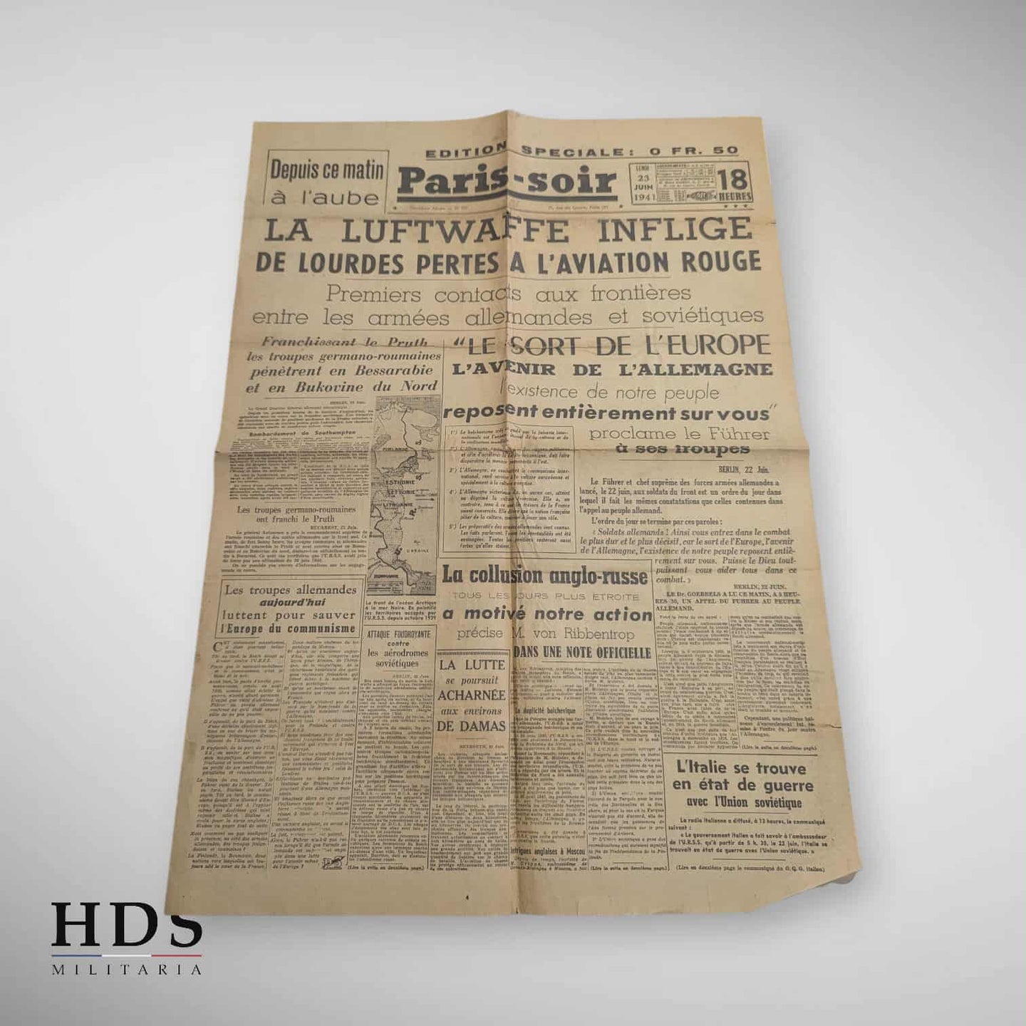 Journal Paris Soir 23 Juin 1941 Luftwaffe