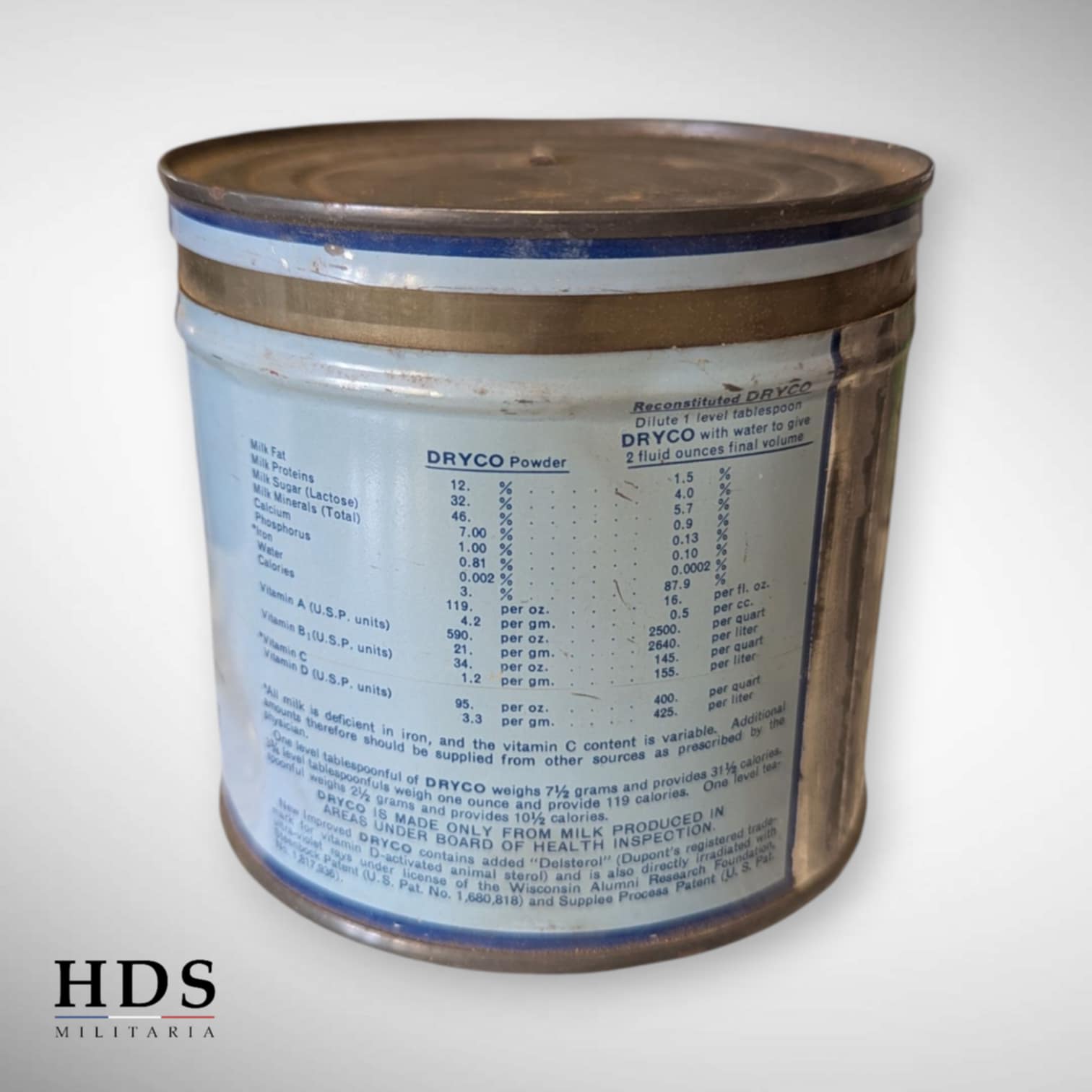 Boîte de lait en poudre US ww2
