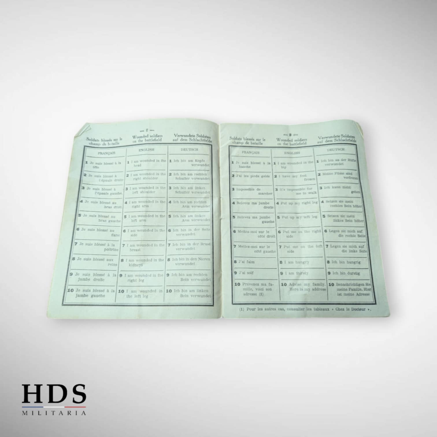 Dictionnaire Français Anglais Allemand du soldat en campagne ww1