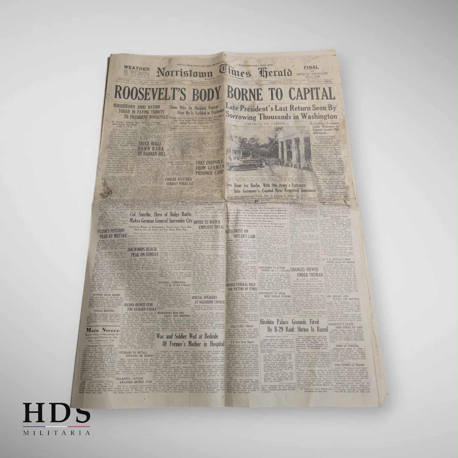 Journal US ww2 mort de Roosevelt Avril 1945