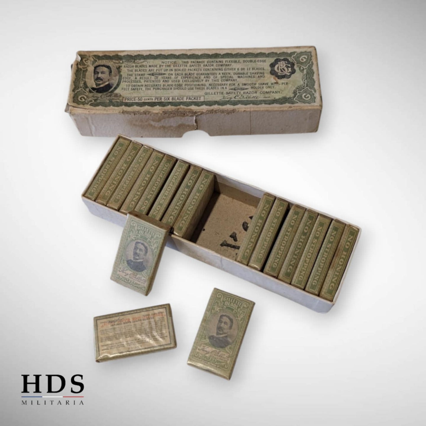 Boîte de paquets de lames de rasoir US ww1 Gillette