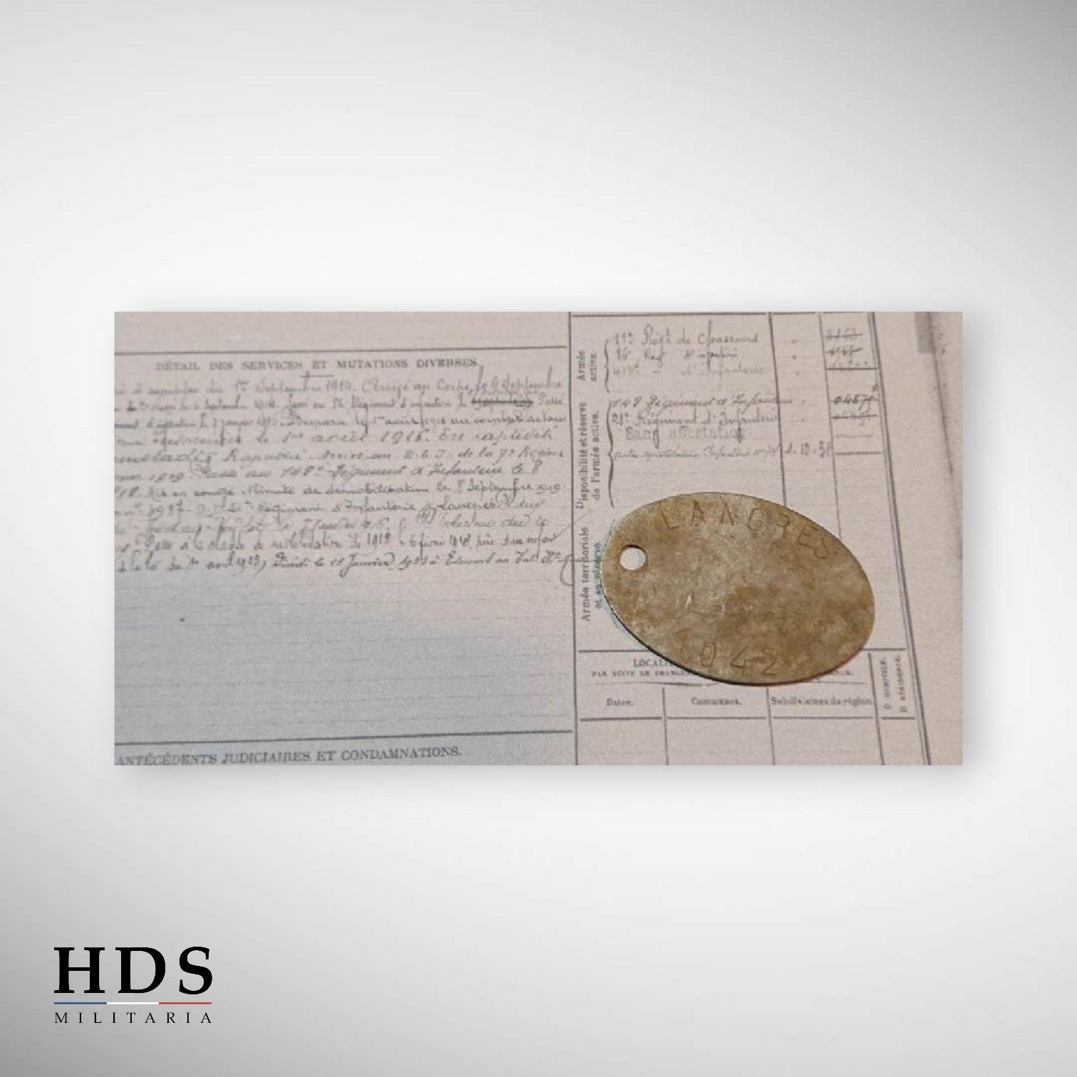 Plaque d'identité ww1  11BCP 86 RI & 413 RI