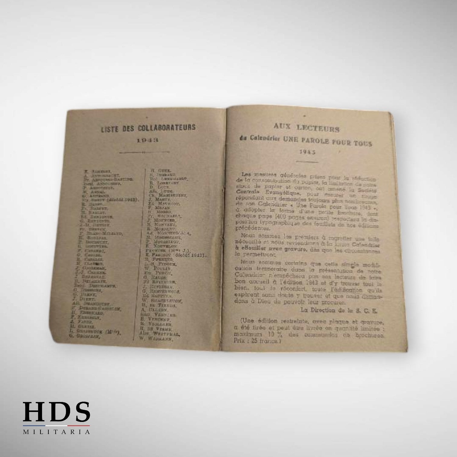 Calendrier religieux 1943 ww2