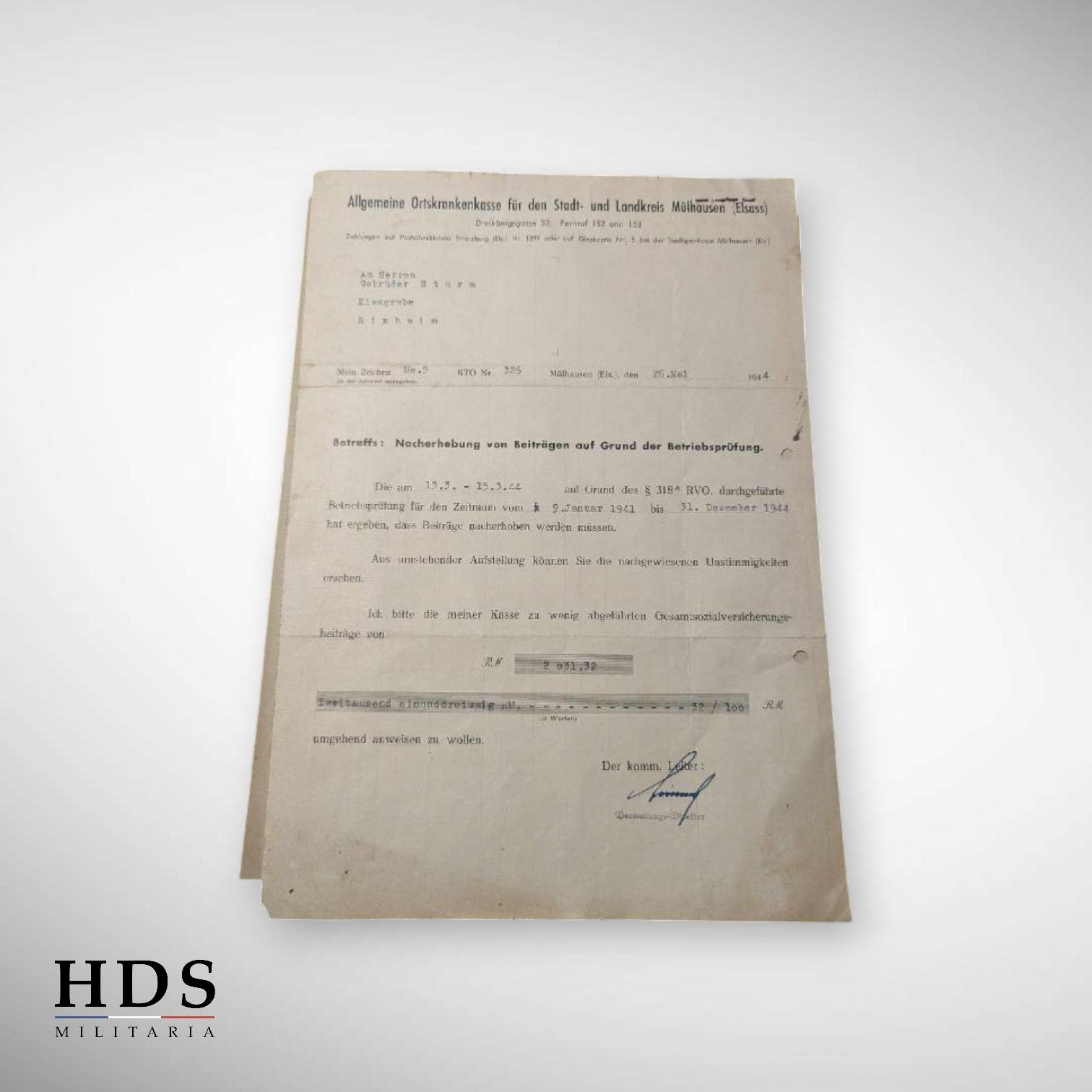 Lot documents Alsace ww2 Mulhouse 1944