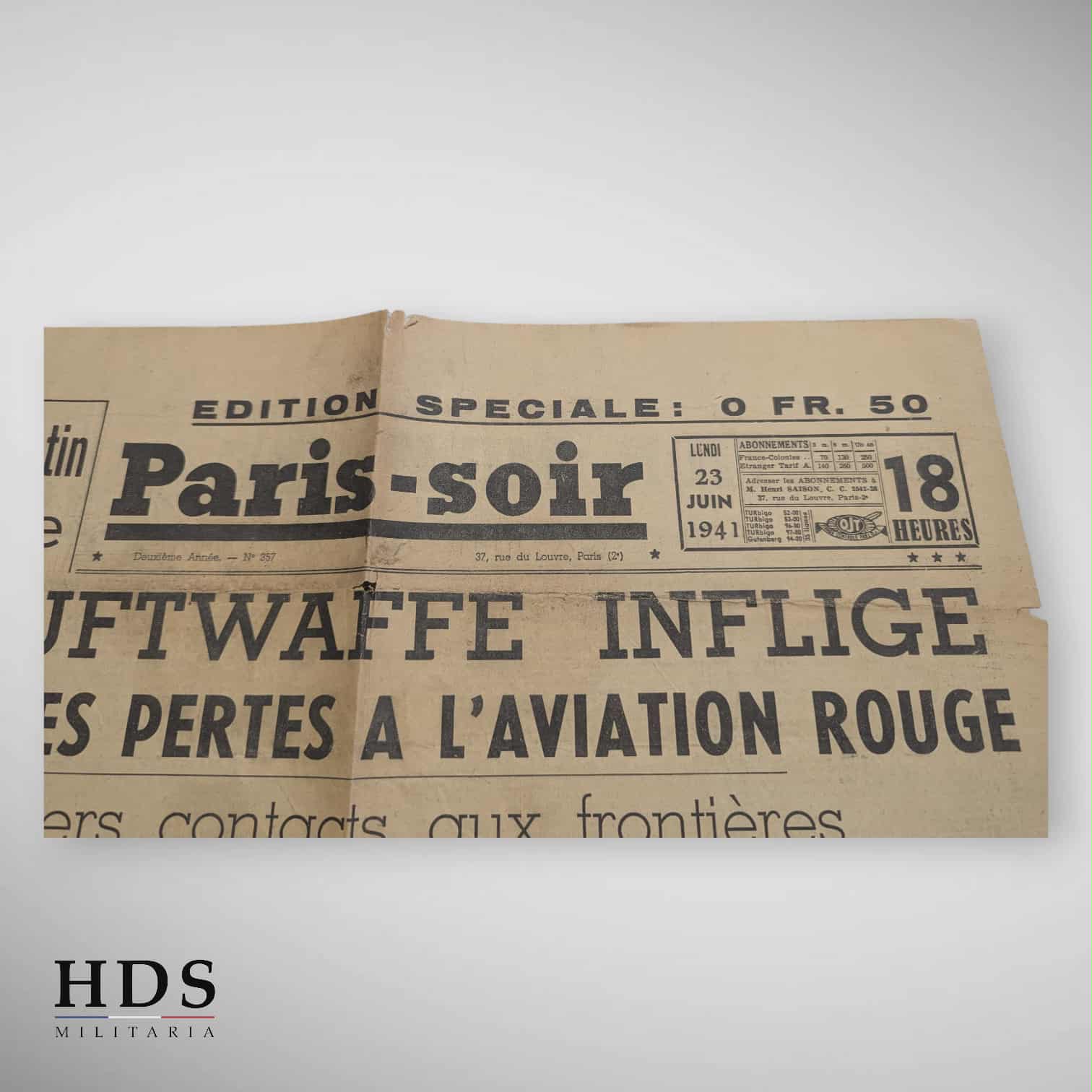 Journal Paris Soir 23 Juin 1941 Luftwaffe