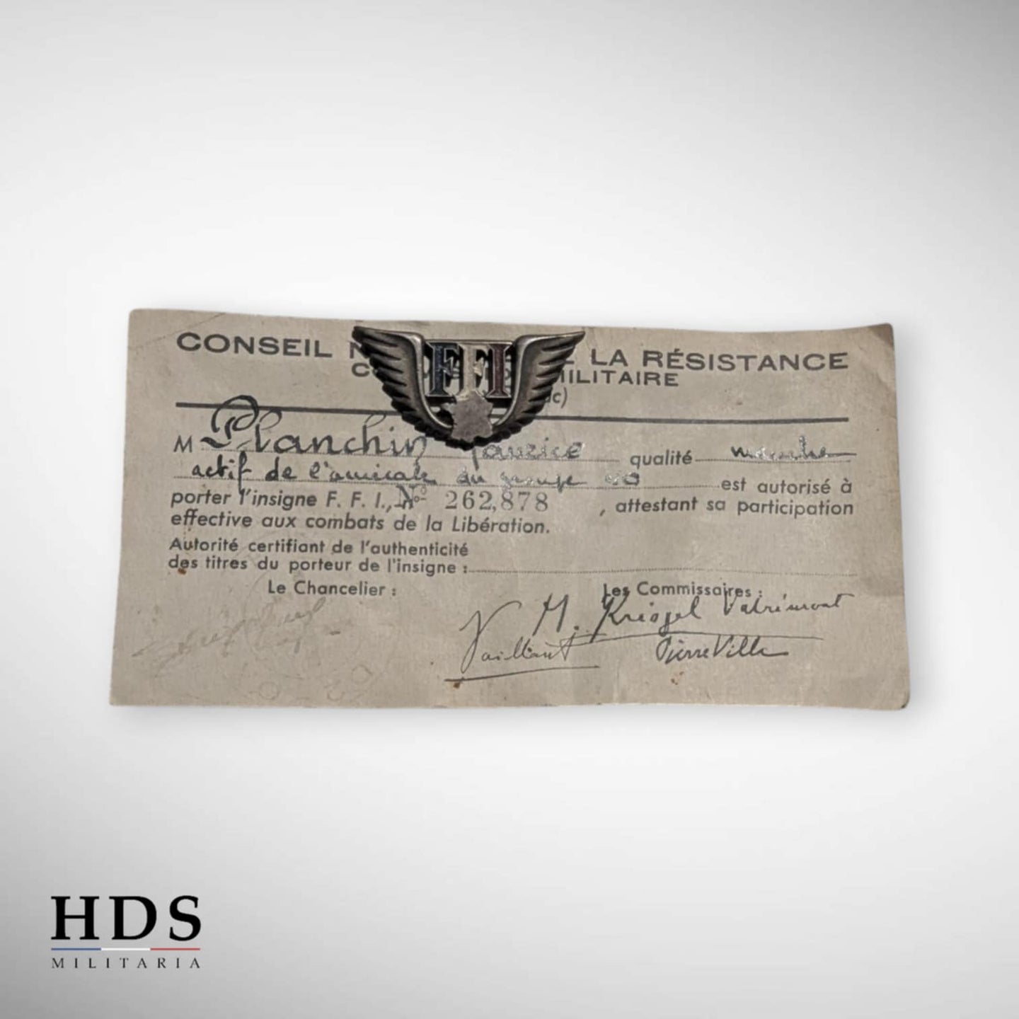 Insigne FFI Vallée de l'Ognon Doubs Libération ww2