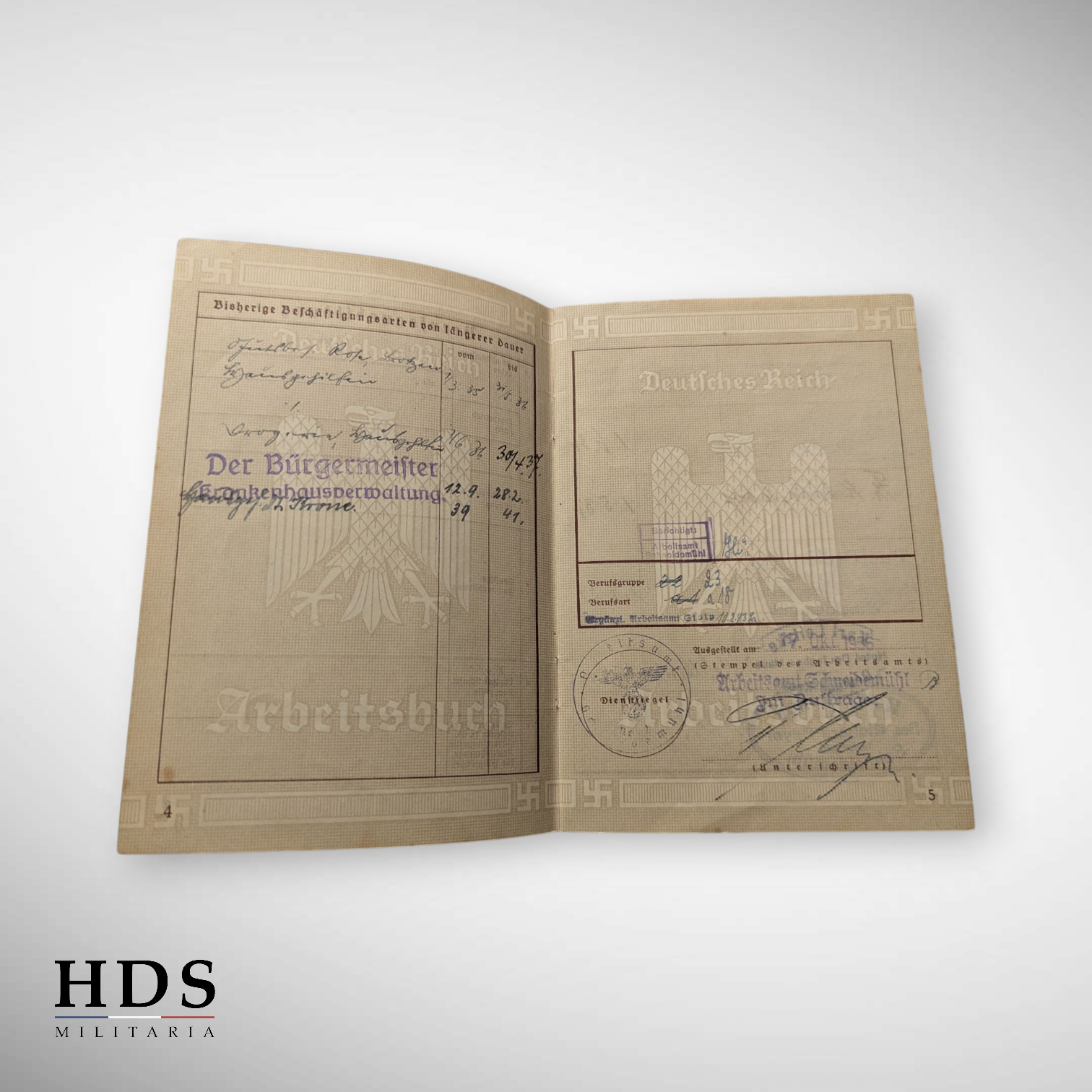 German ww2 DRK Arbeitsbuch booklet