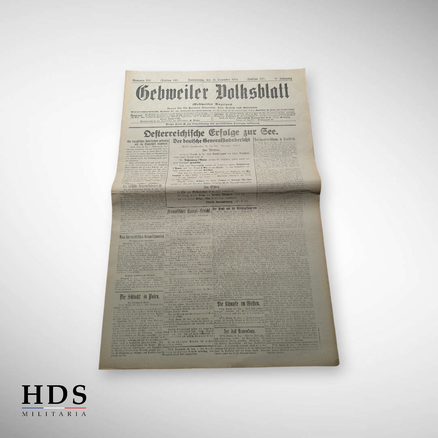 Journal Allemand Alsacien Noël 1914 Guebwiller