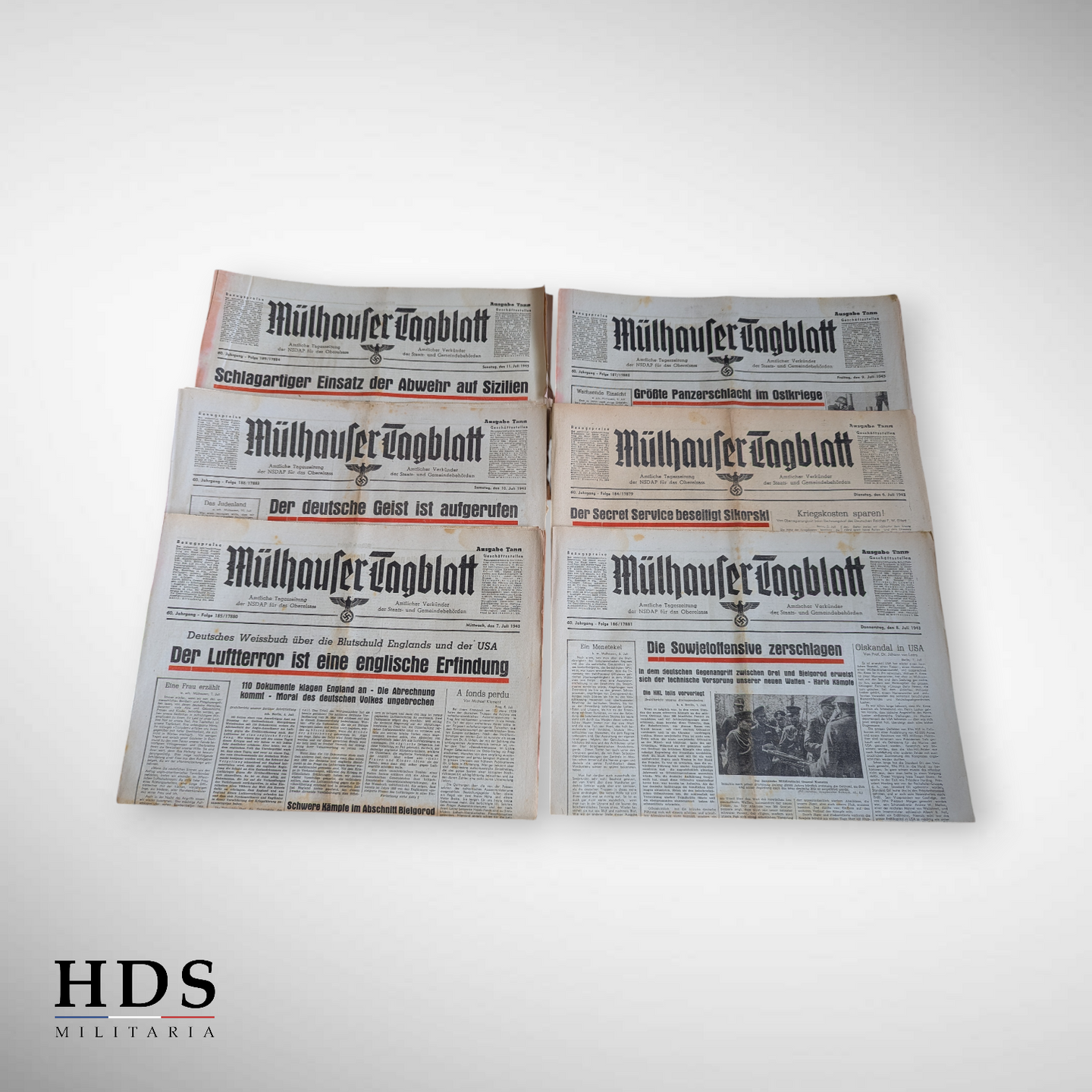 Lot 6 journaux allemand alsacien Mulhouse ww2