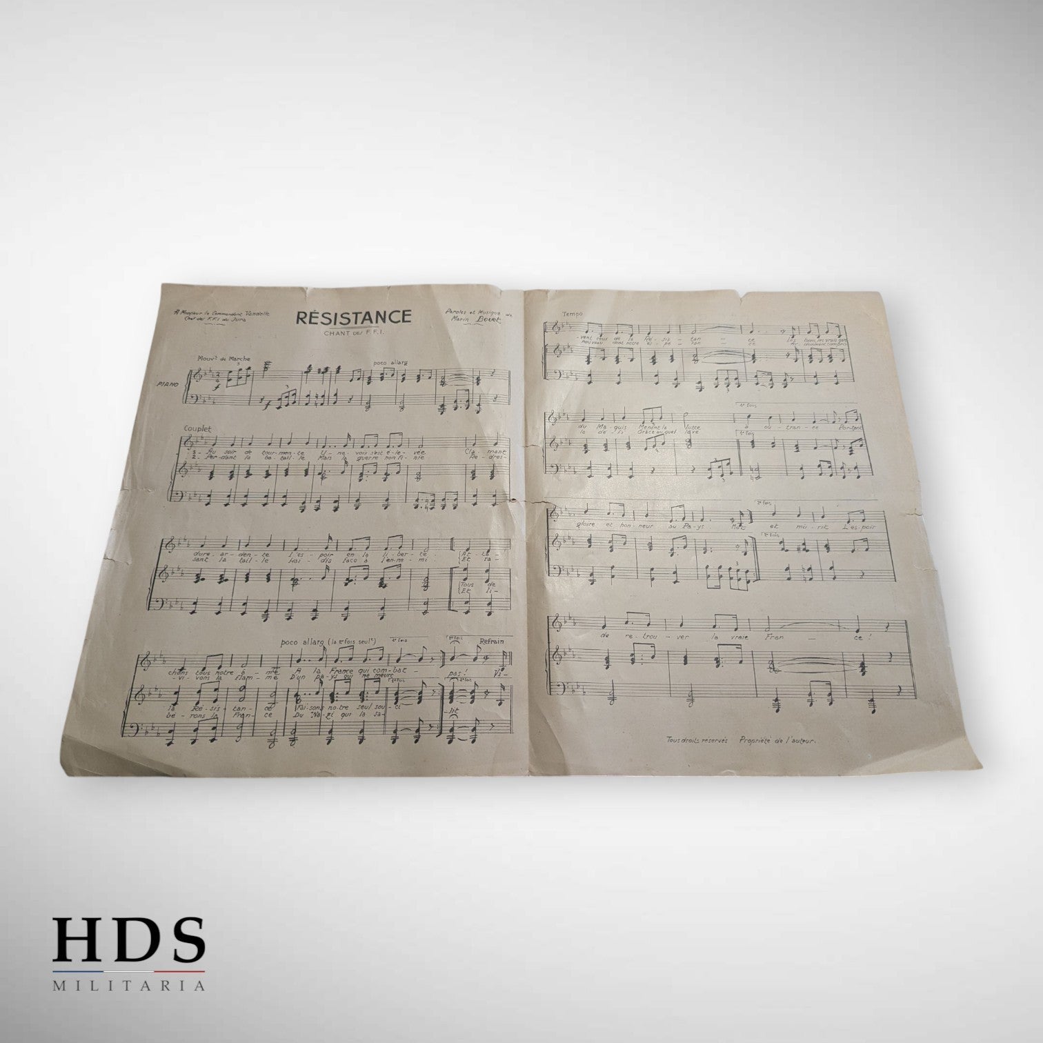 Partition chant des FFI résistance ww2