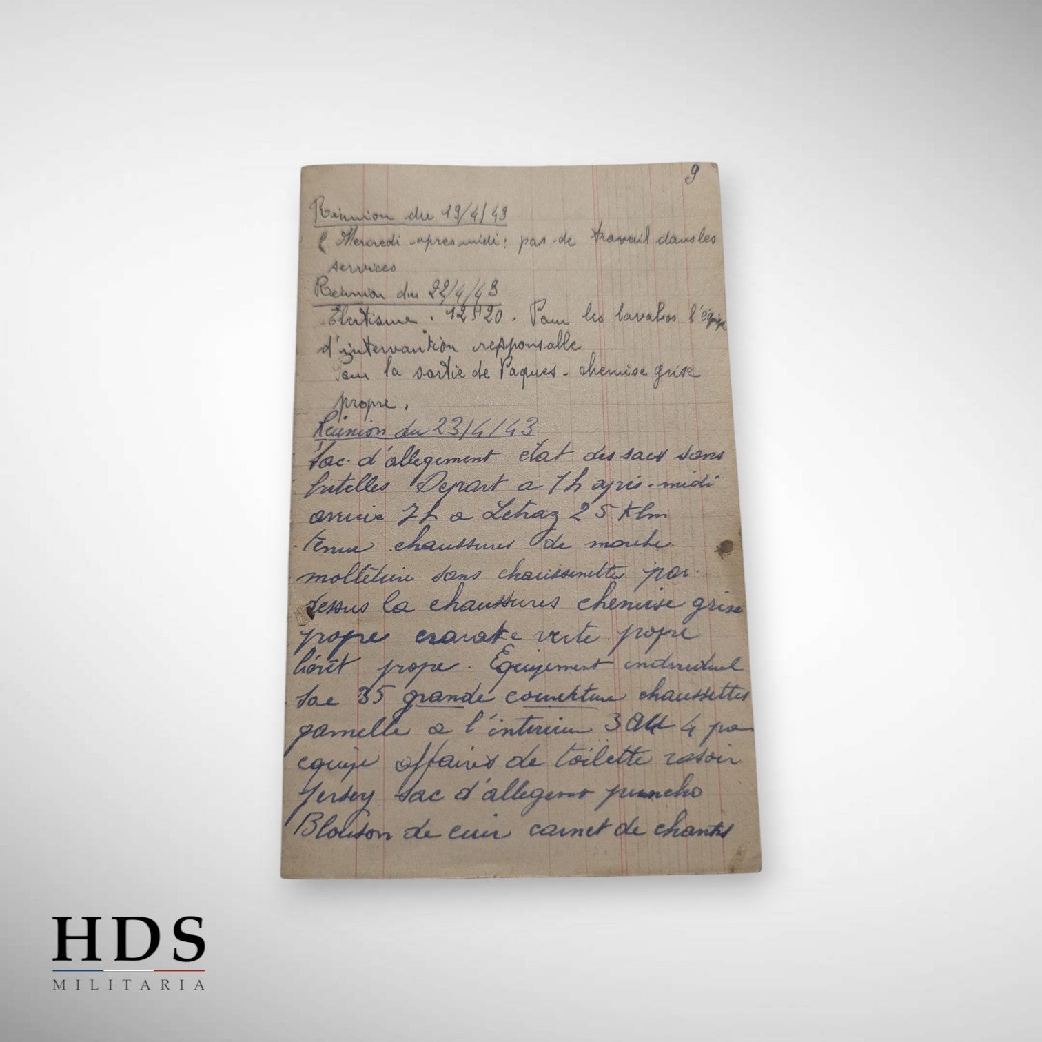 Cahier de note CJF ww2 1943