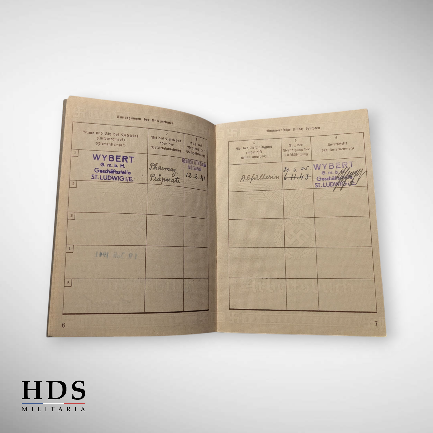 Workbook + Huningue Alsace WW2 passport