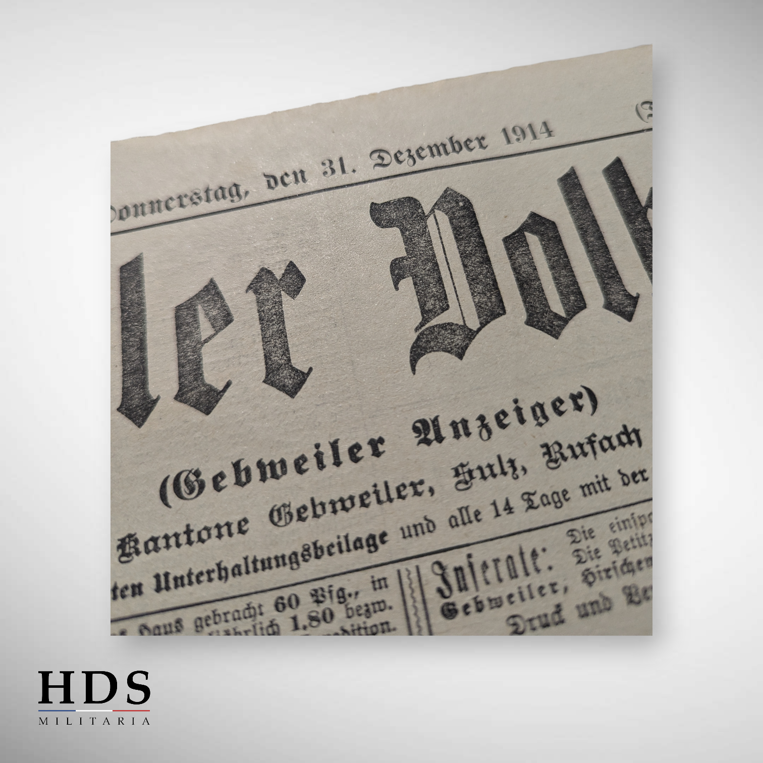 Journal Allemand Alsacien nouvel an 1914 - 15 Guebwiller