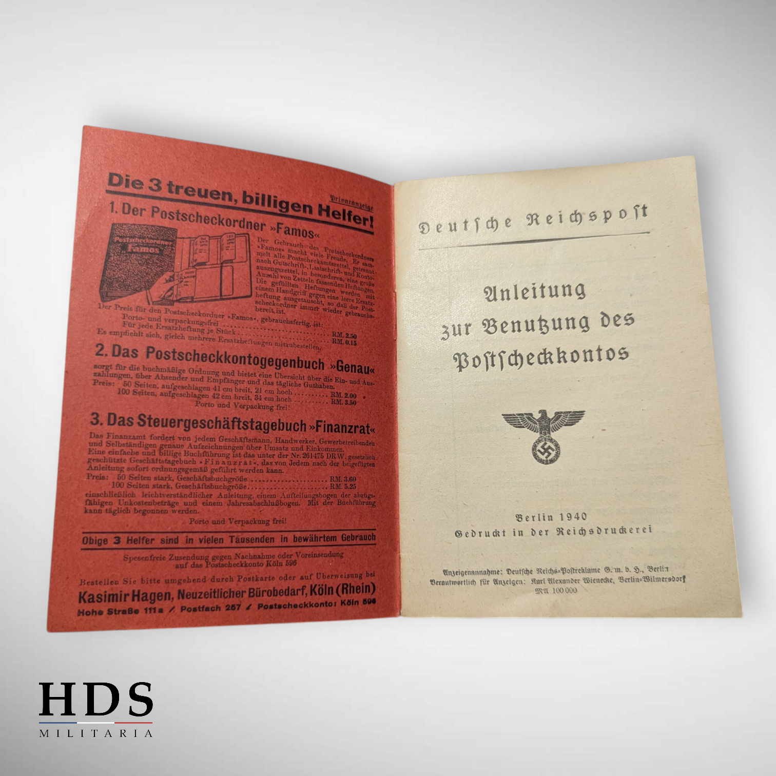 German WW2 instruction booklet postal check