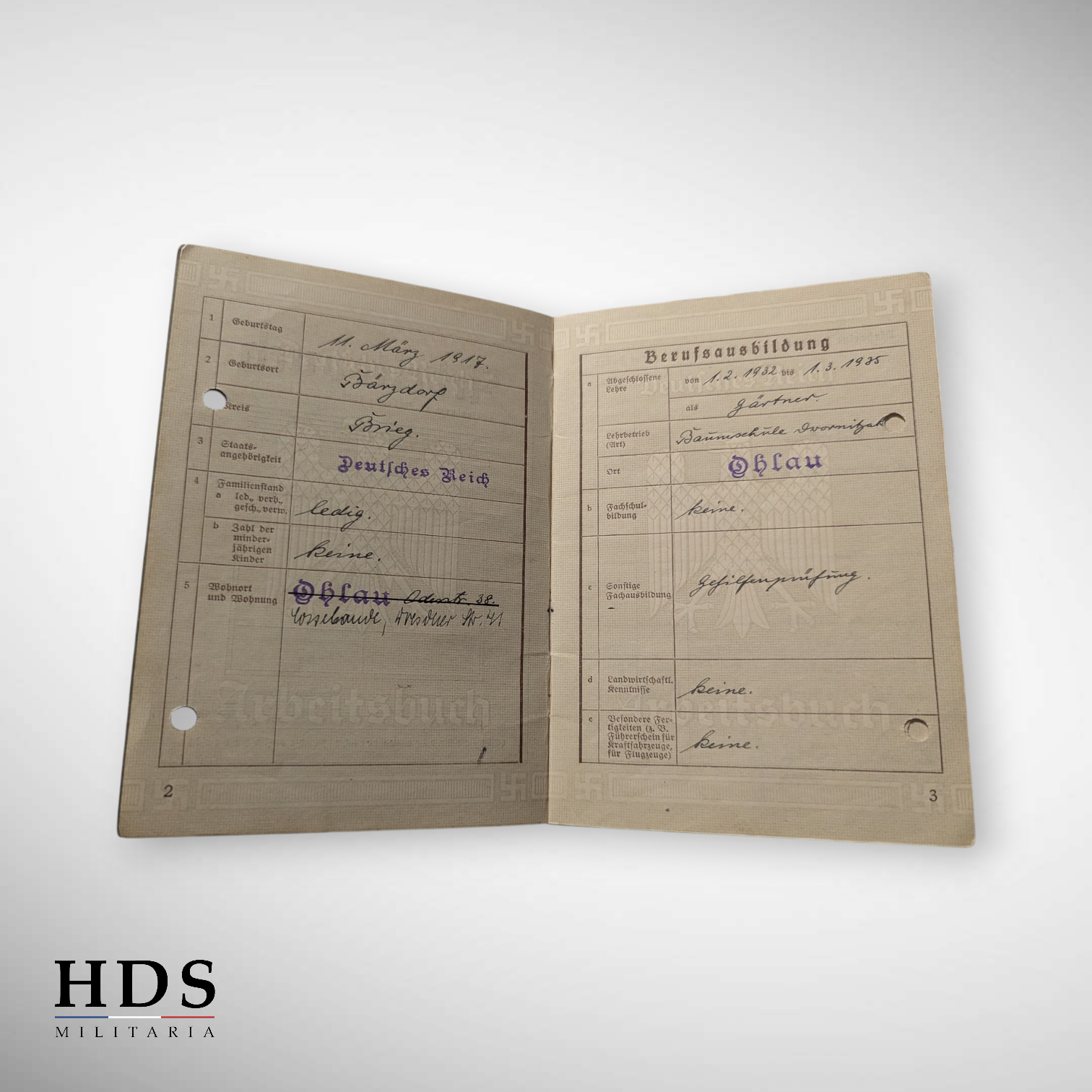 Booklet Arbeitsbuch German ww2