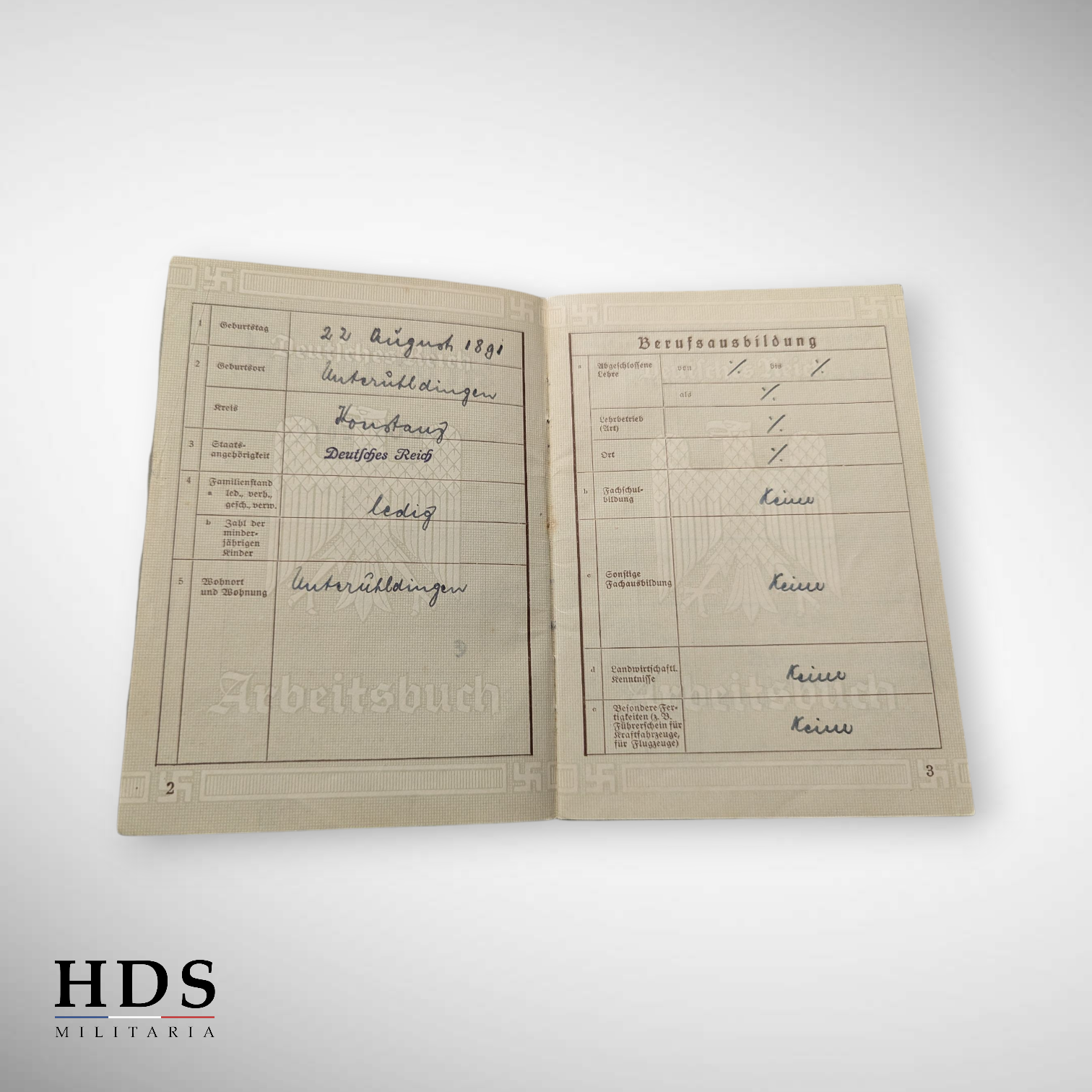 Booklet Arbeitsbuch German ww2