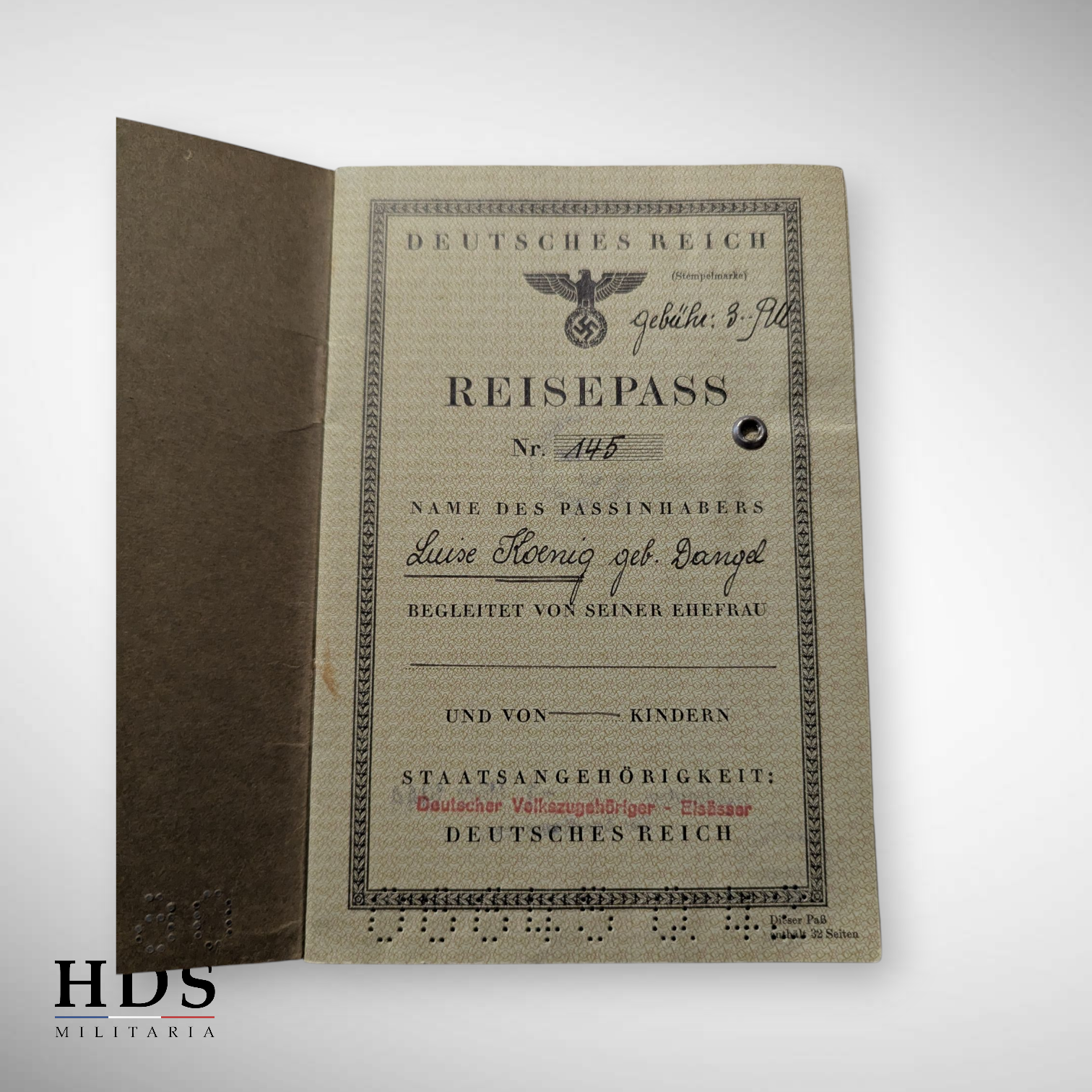 Workbook + Huningue Alsace WW2 passport