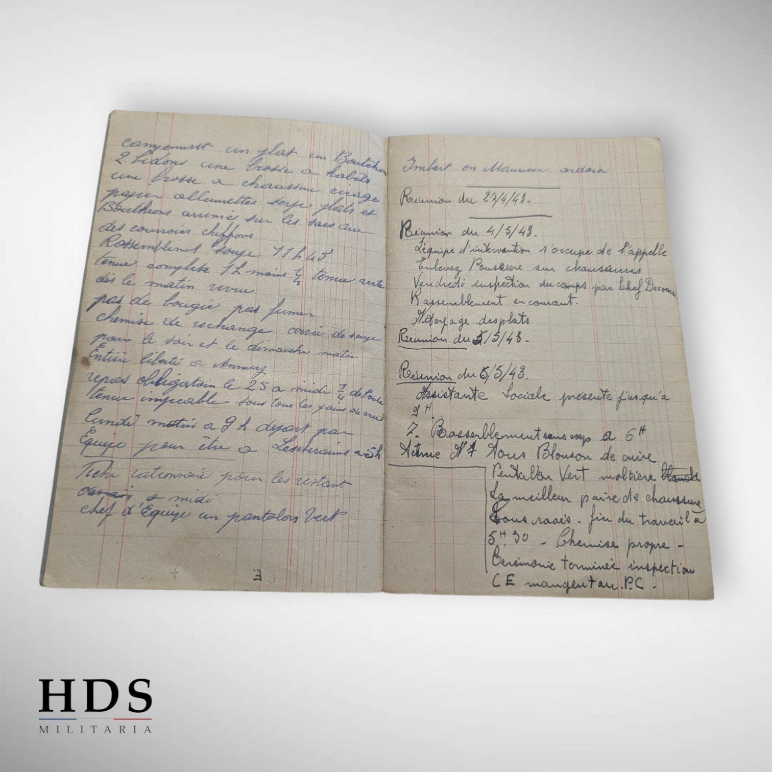 Cahier de note CJF ww2 1943