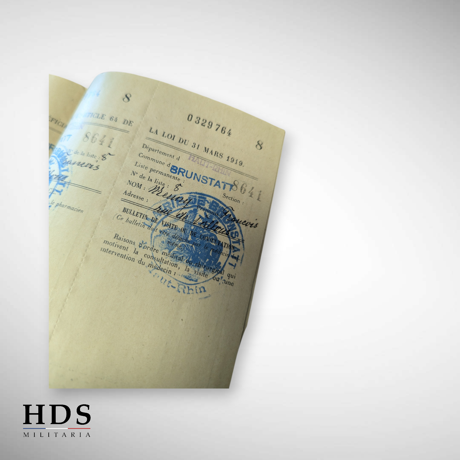 Carnet médical victimes militaires ww1 Alsace