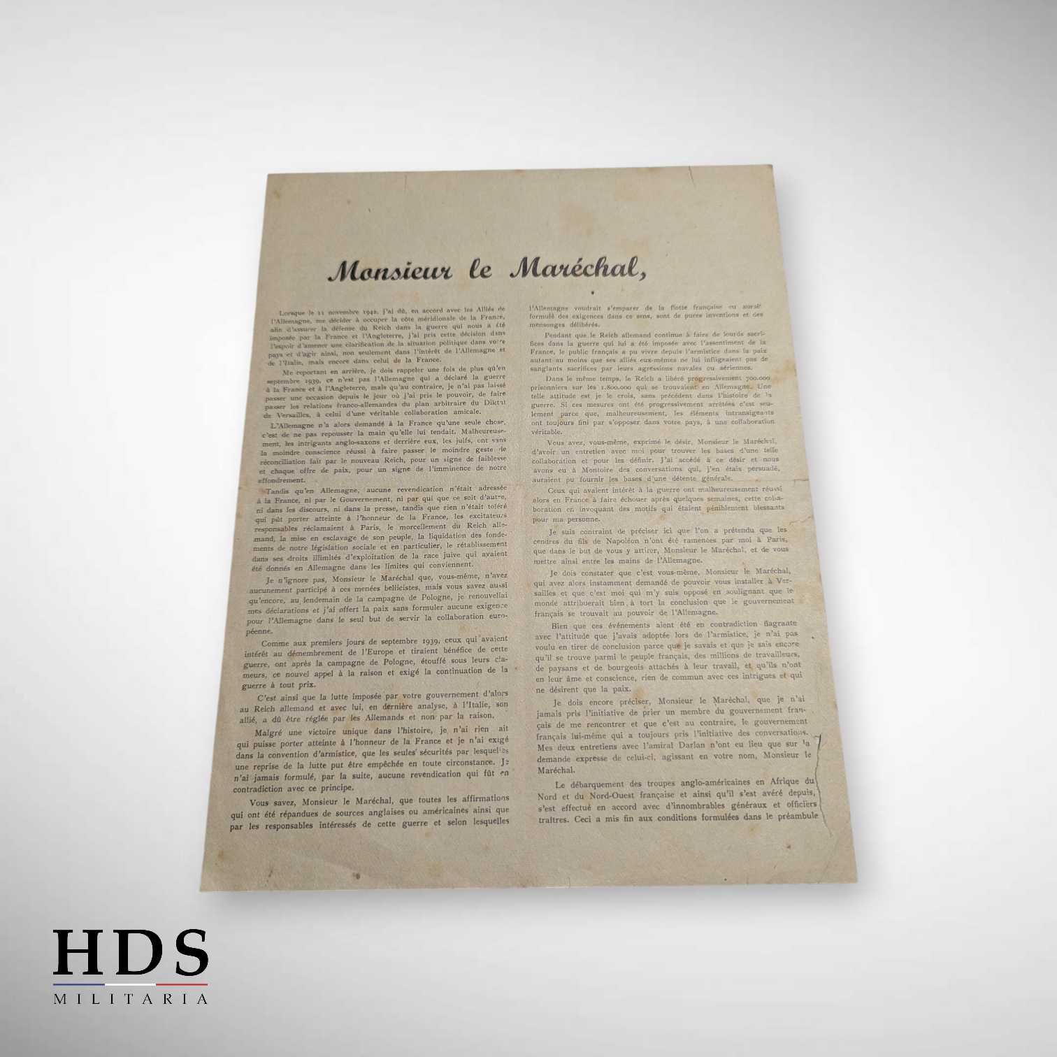 Tract communiqué officiel Hitler Pétain