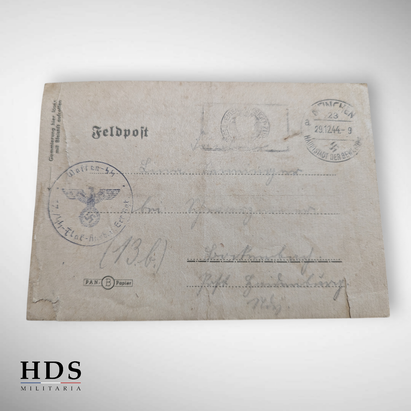 Lettre feldpost régiment Flak SS ww2