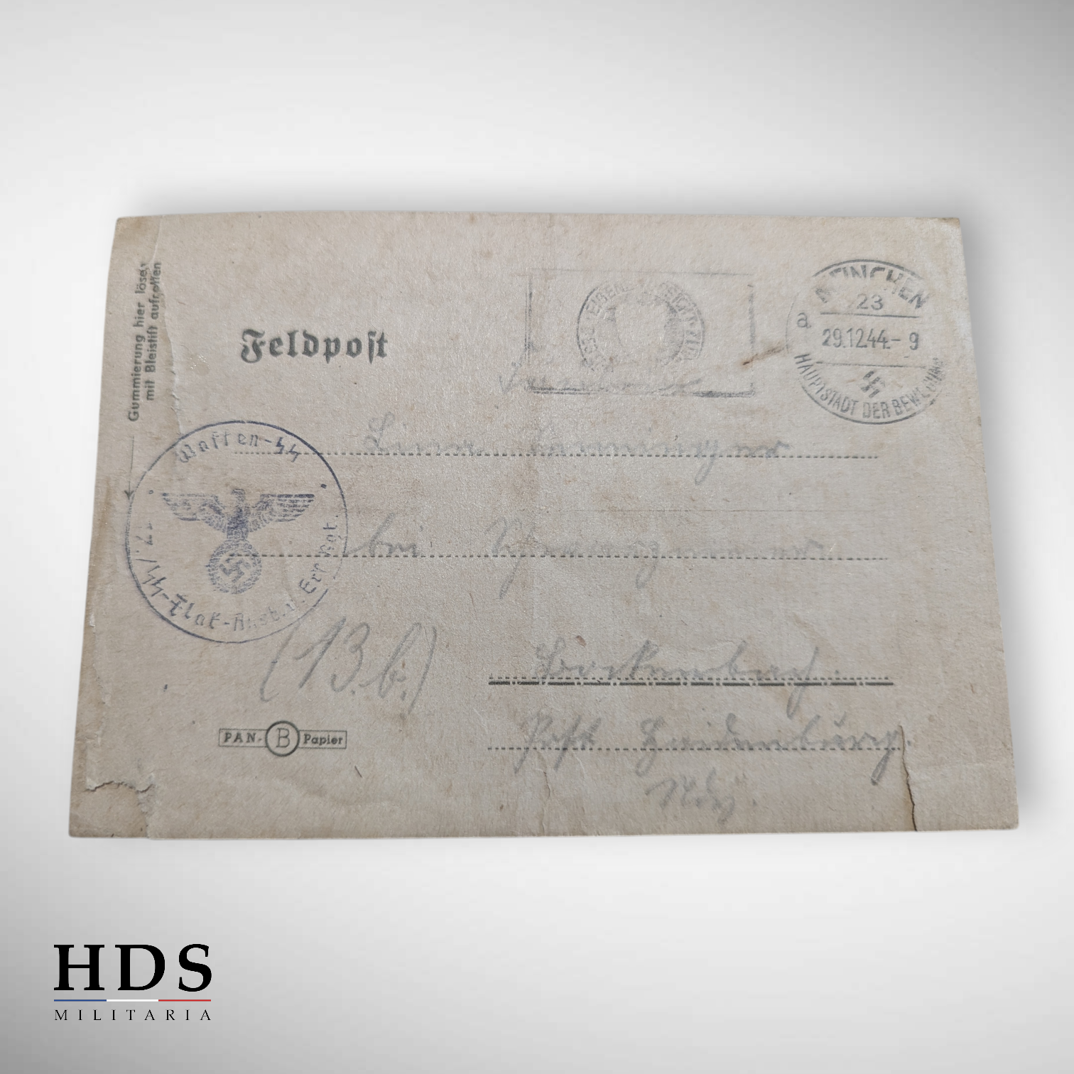 Lettre feldpost régiment Flak SS ww2