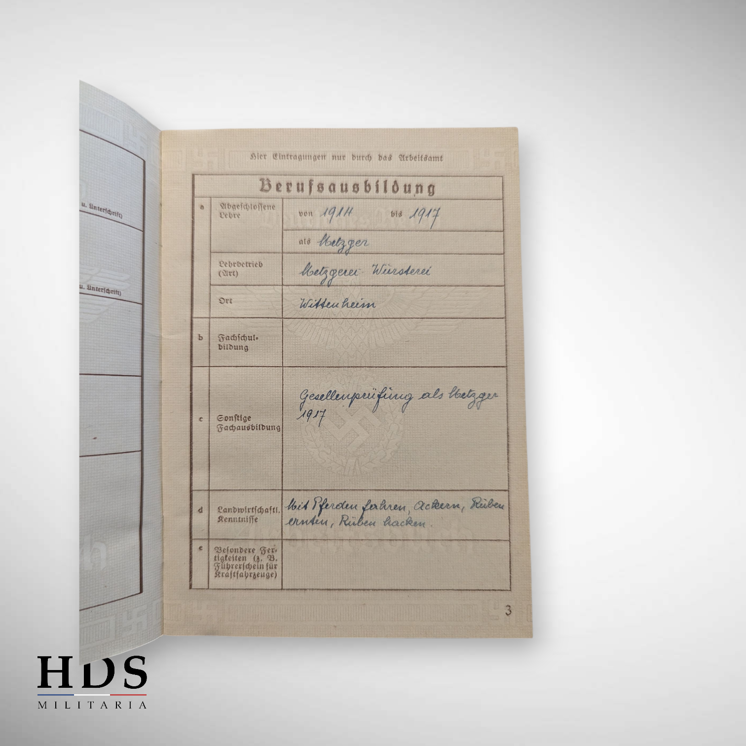 Booklet Arbeitsbuch Baldersheim alsace ww2