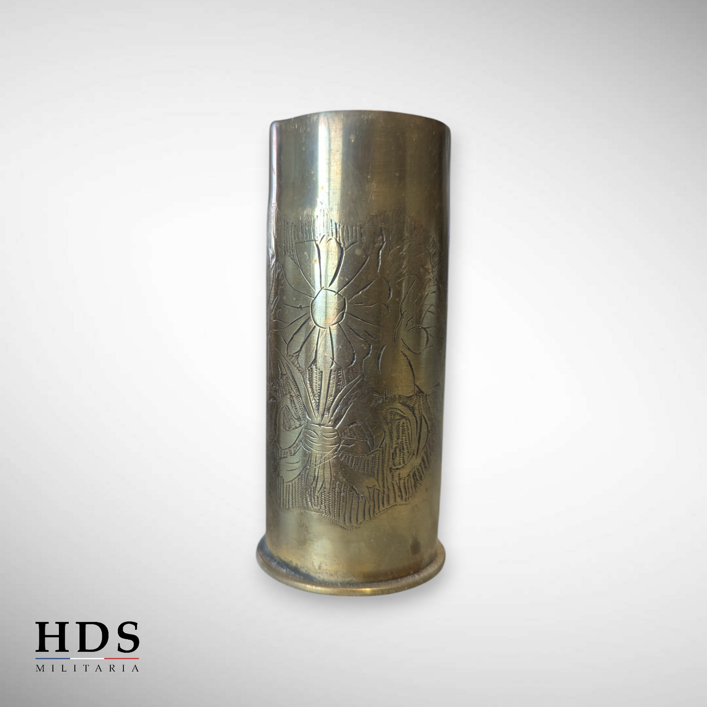 Douille 37mm gravée artisanat de tranchée ww1