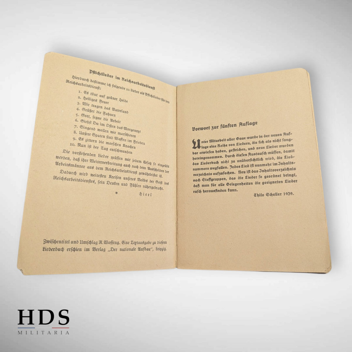 Livret de chants du RAD allemand ww2