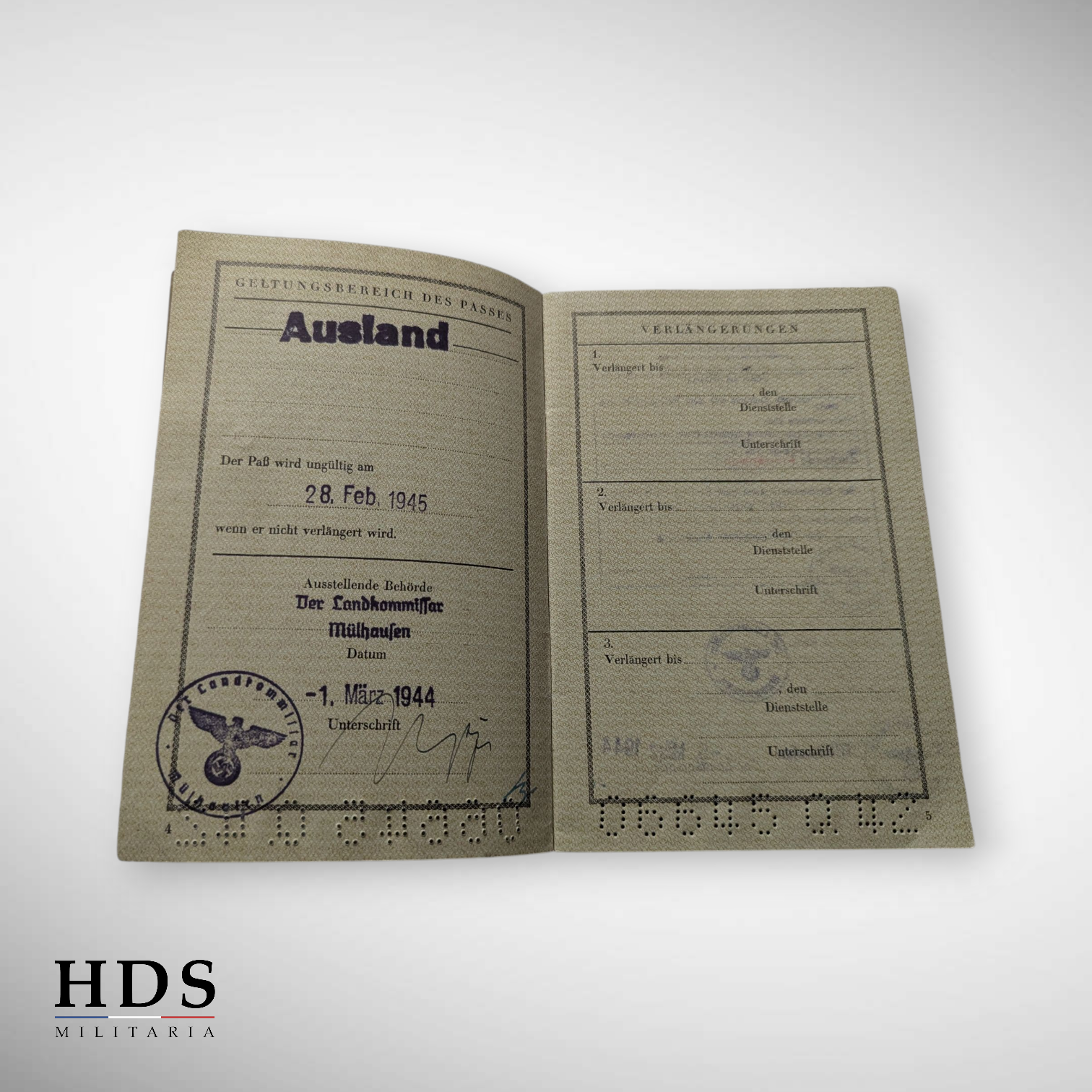Workbook + Huningue Alsace WW2 passport