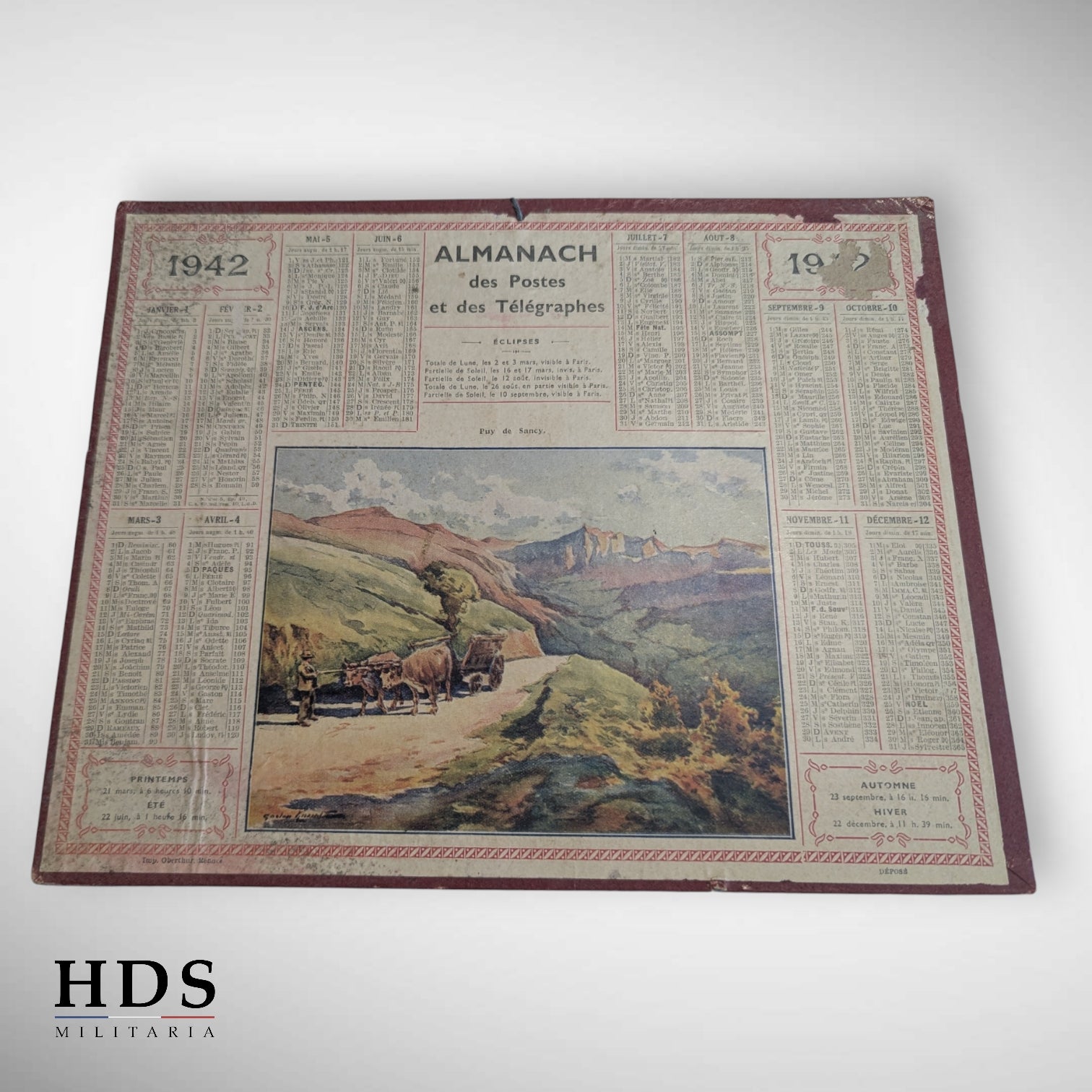 Calendrier Almanach des PTT 1942 ww2